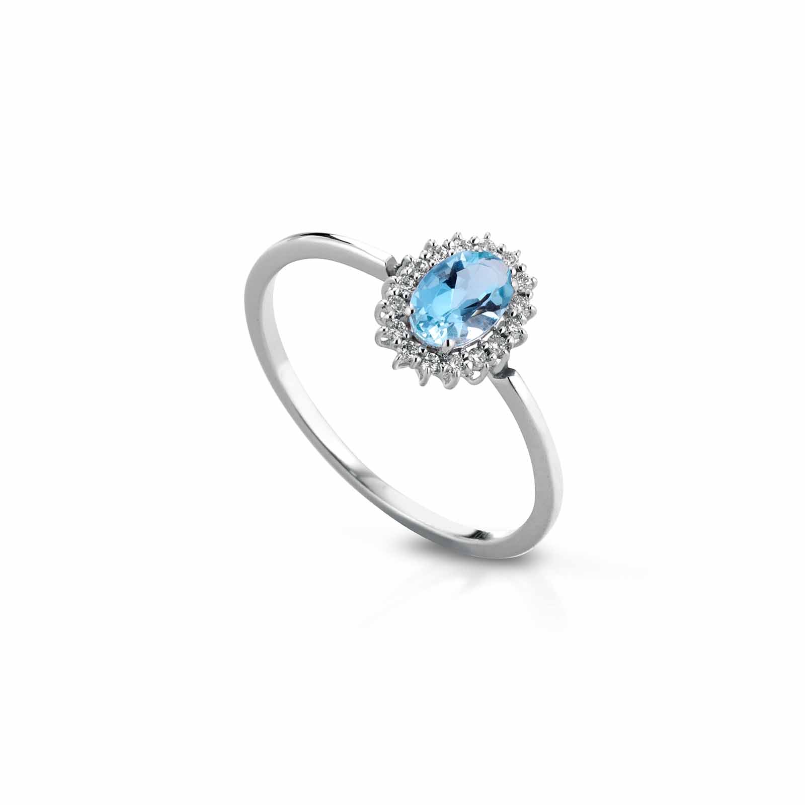 Diamonds | Anello in oro, diamanti e acquamarina