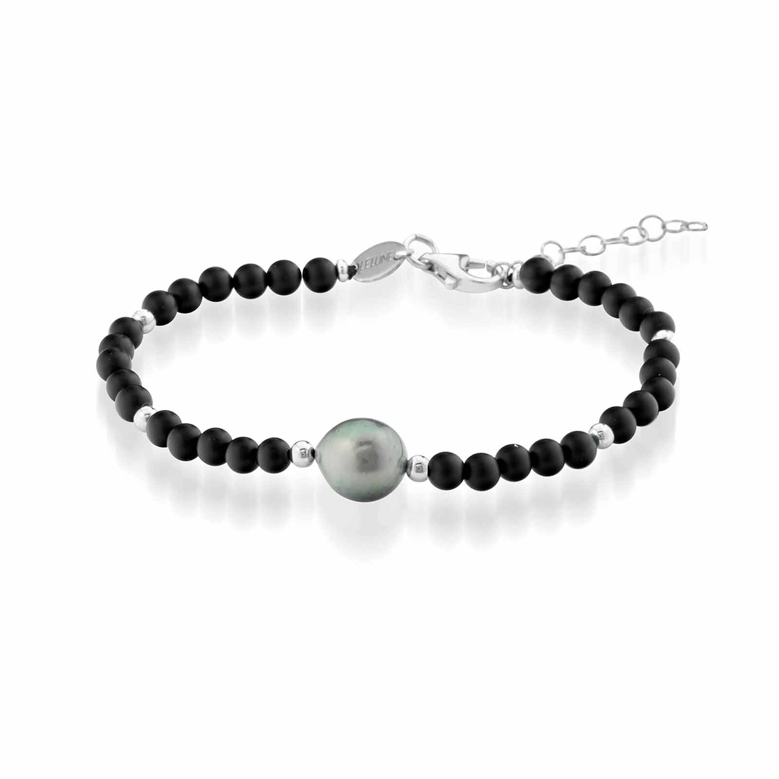 BlackMoon | Bracciale in argento con perla Tahiti e pietre naturali