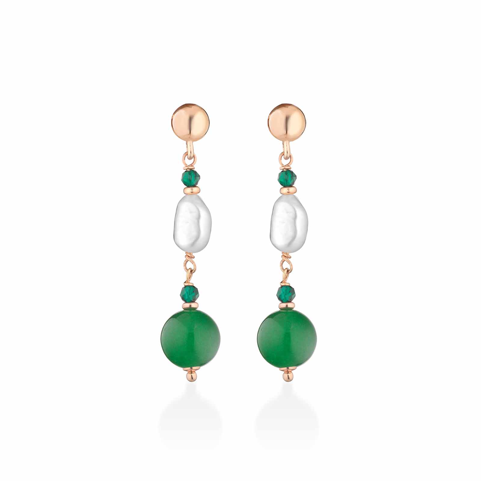 Sophie | Orecchini in argento, giada e perle