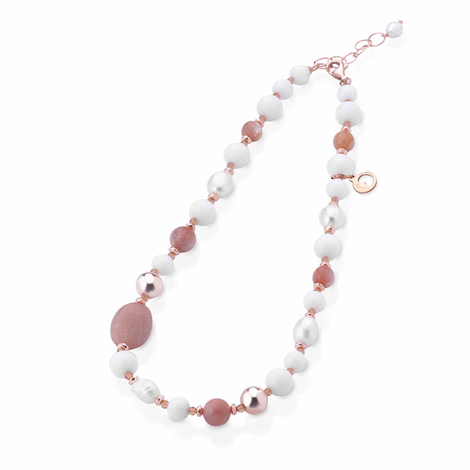 Nuova Blanche | Collana con perle, agata e moonstone