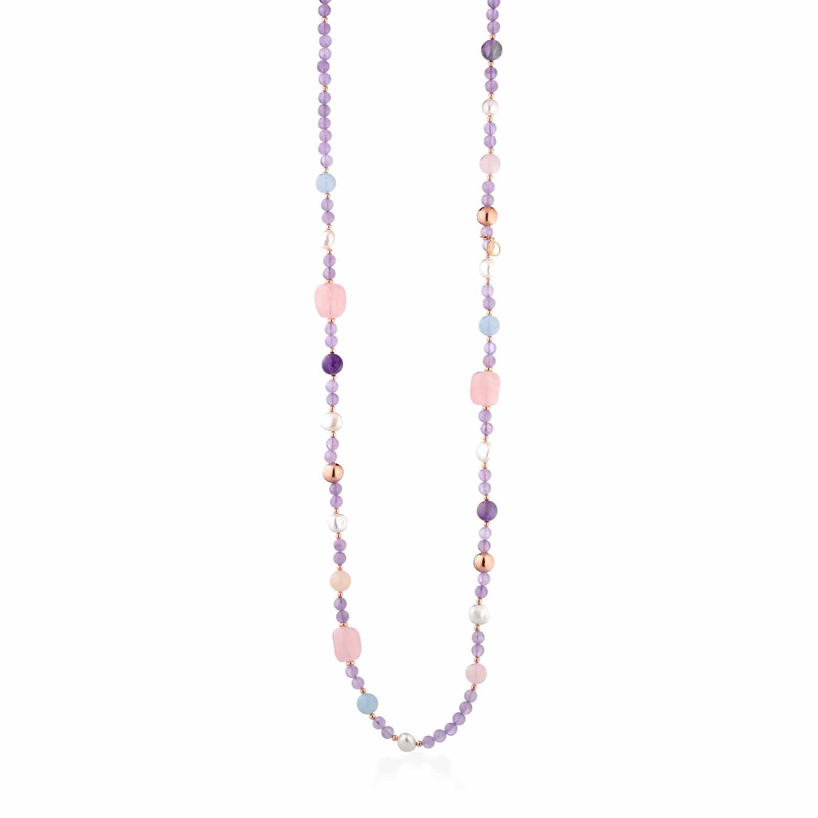 Violetta | Collana in argento, perle e pietre naturali