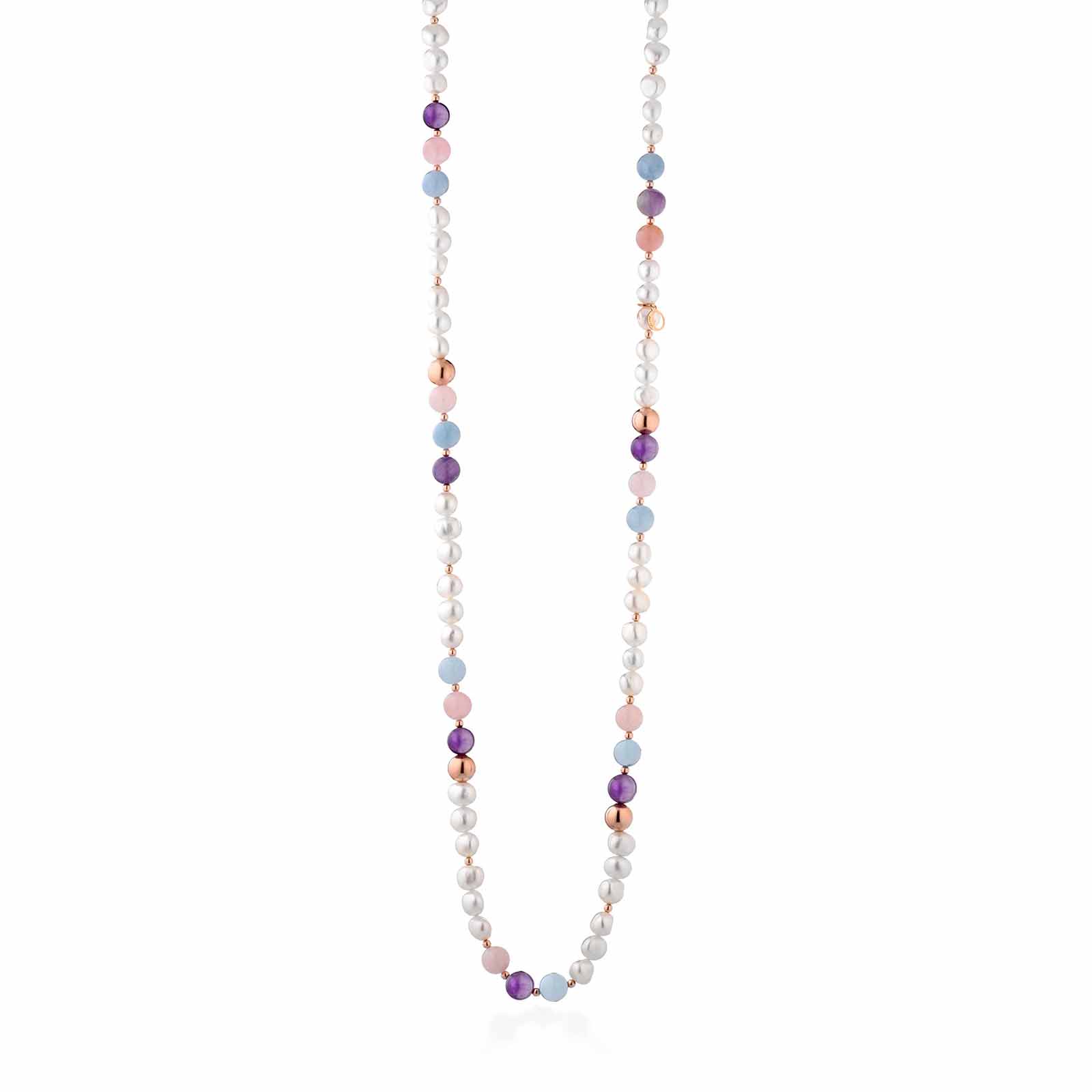 Violetta | Collana in argento, perle e pietre naturali