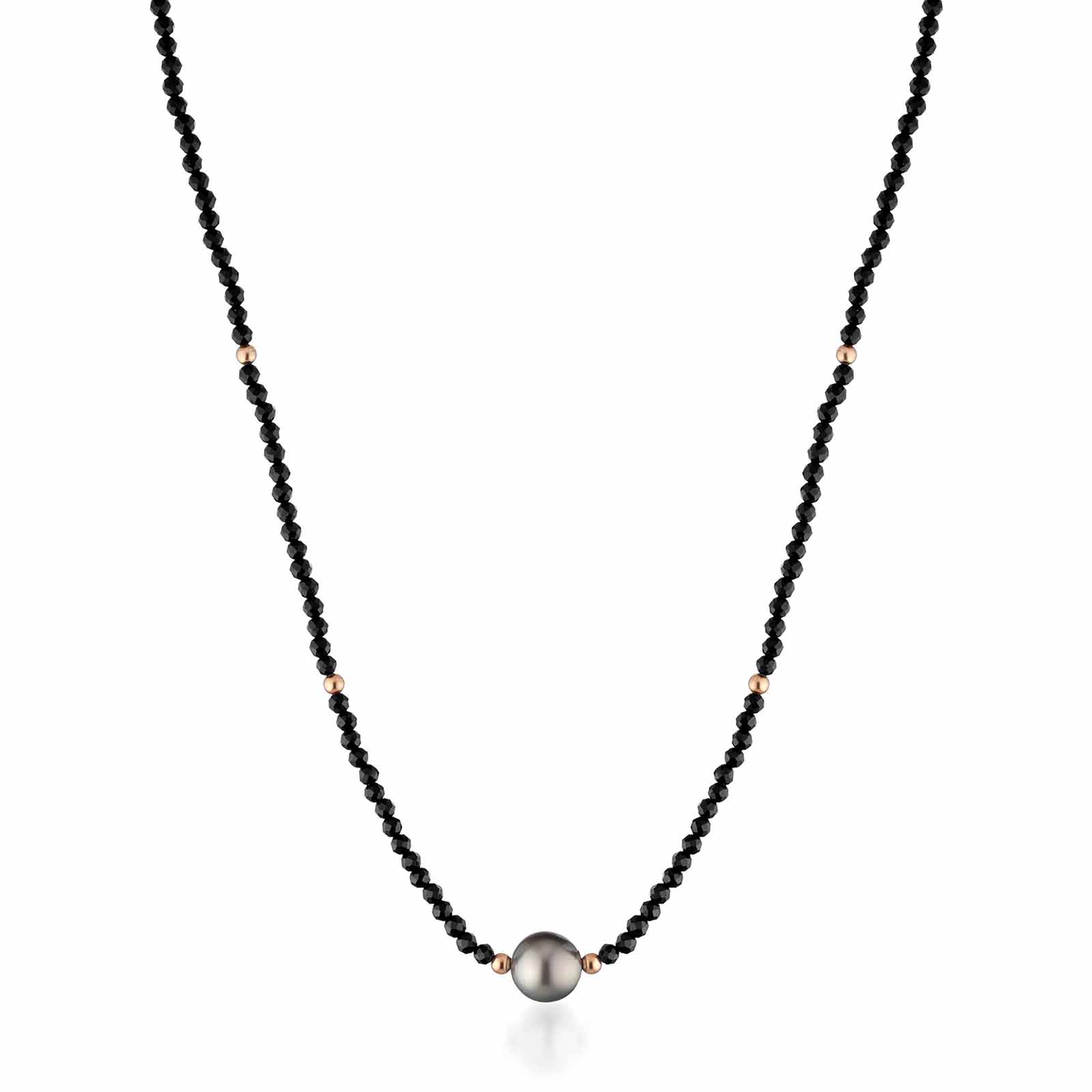 BlackMoon | Collana in argento con perla Tahiti e pietre naturali