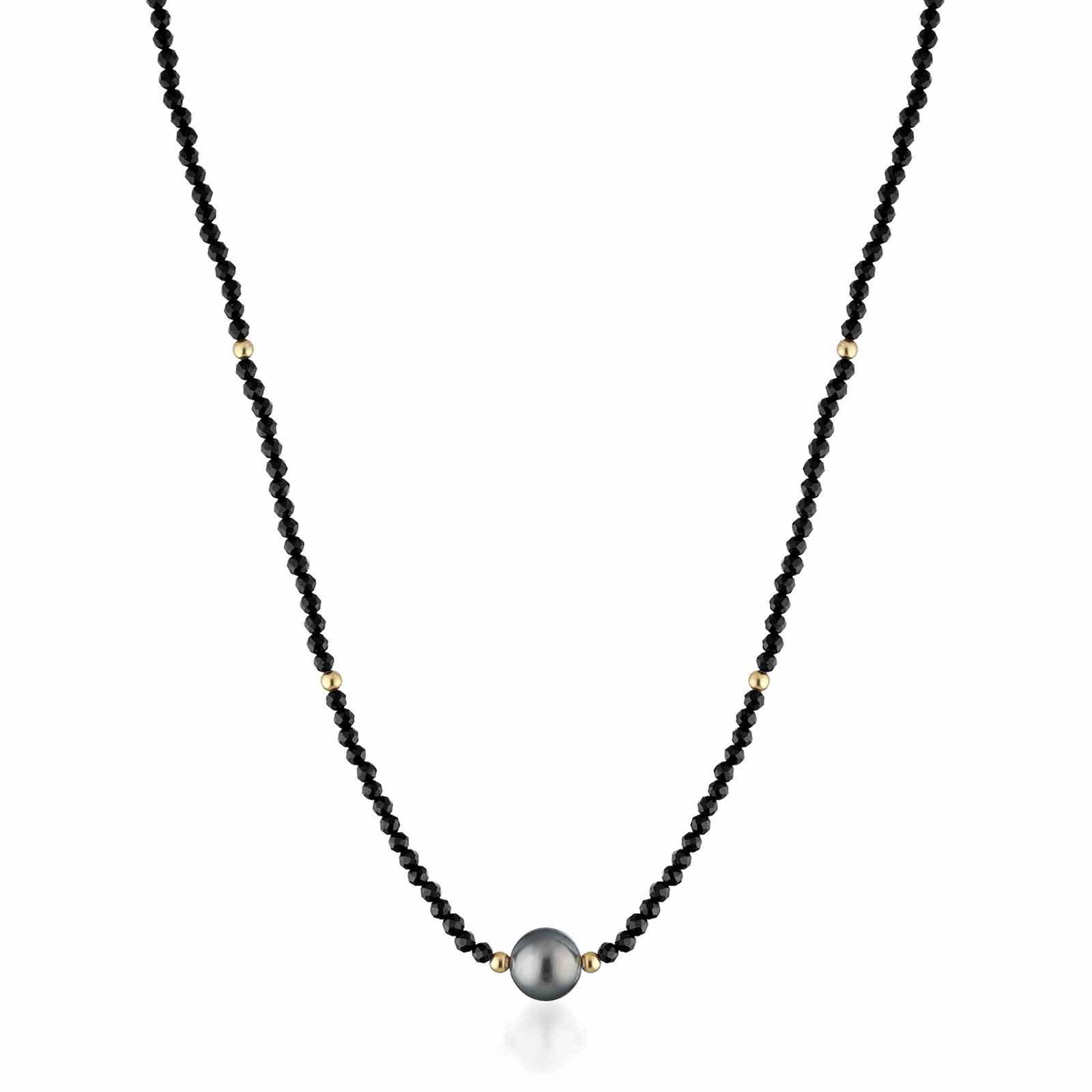BlackMoon | Collana in argento con perla Tahiti e pietre naturali