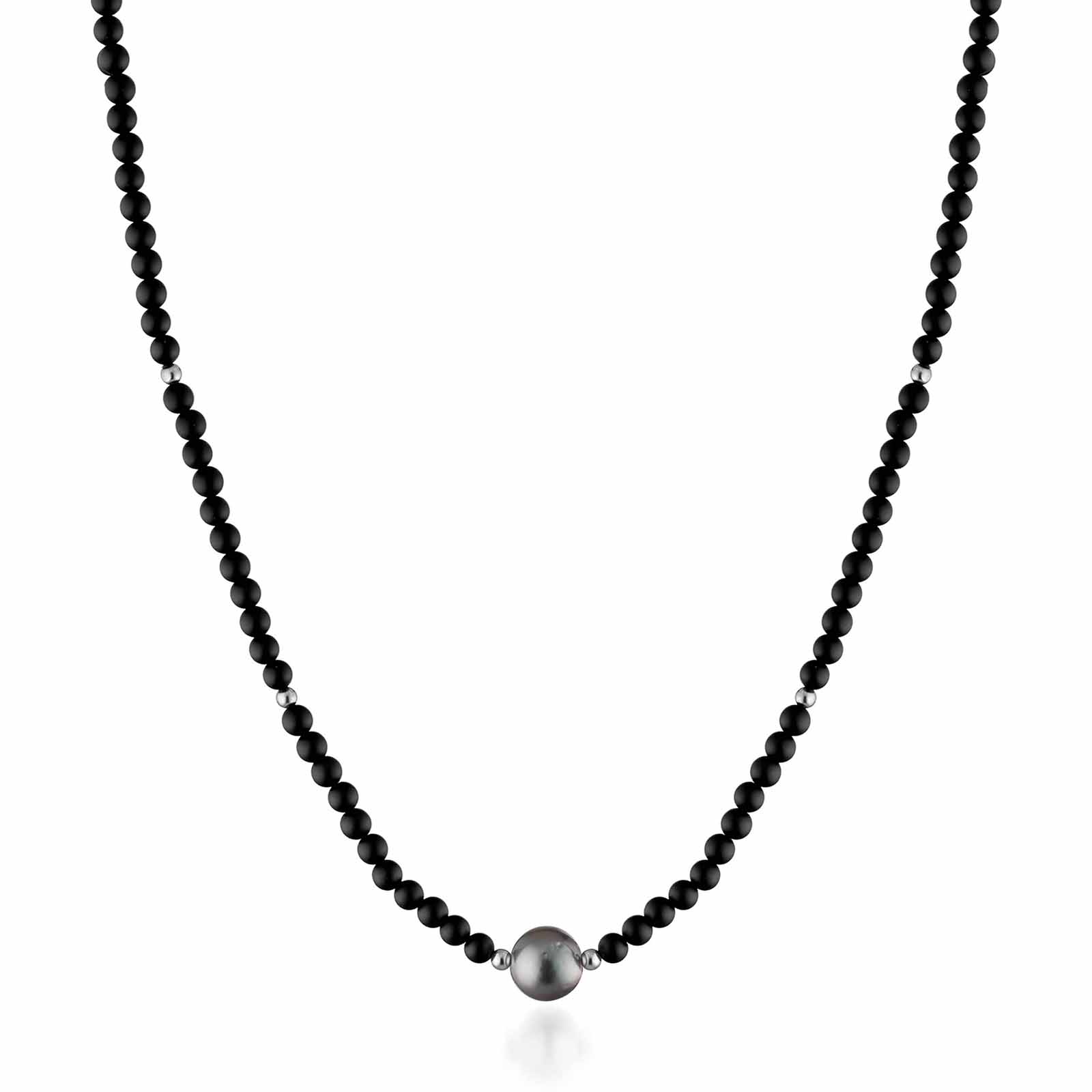 BlackMoon | Collana in argento con perla Tahiti e pietre naturali