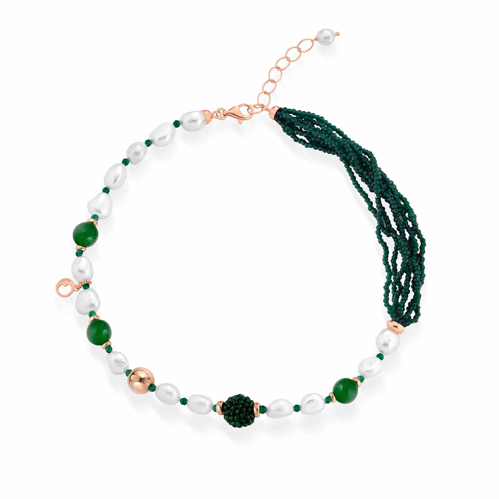 Sophie | Collana con perle, argento, spinello e giada