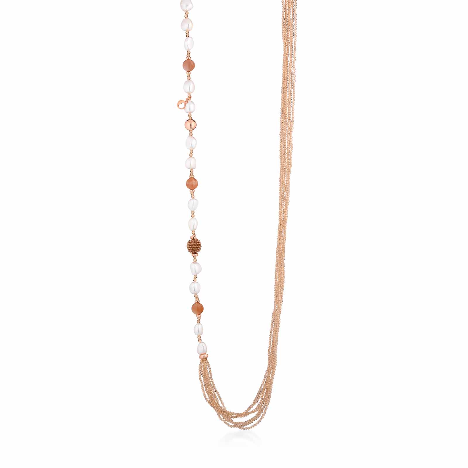 Sophie | Collana con perle d'acqua dolce, spinello miele e moonstone