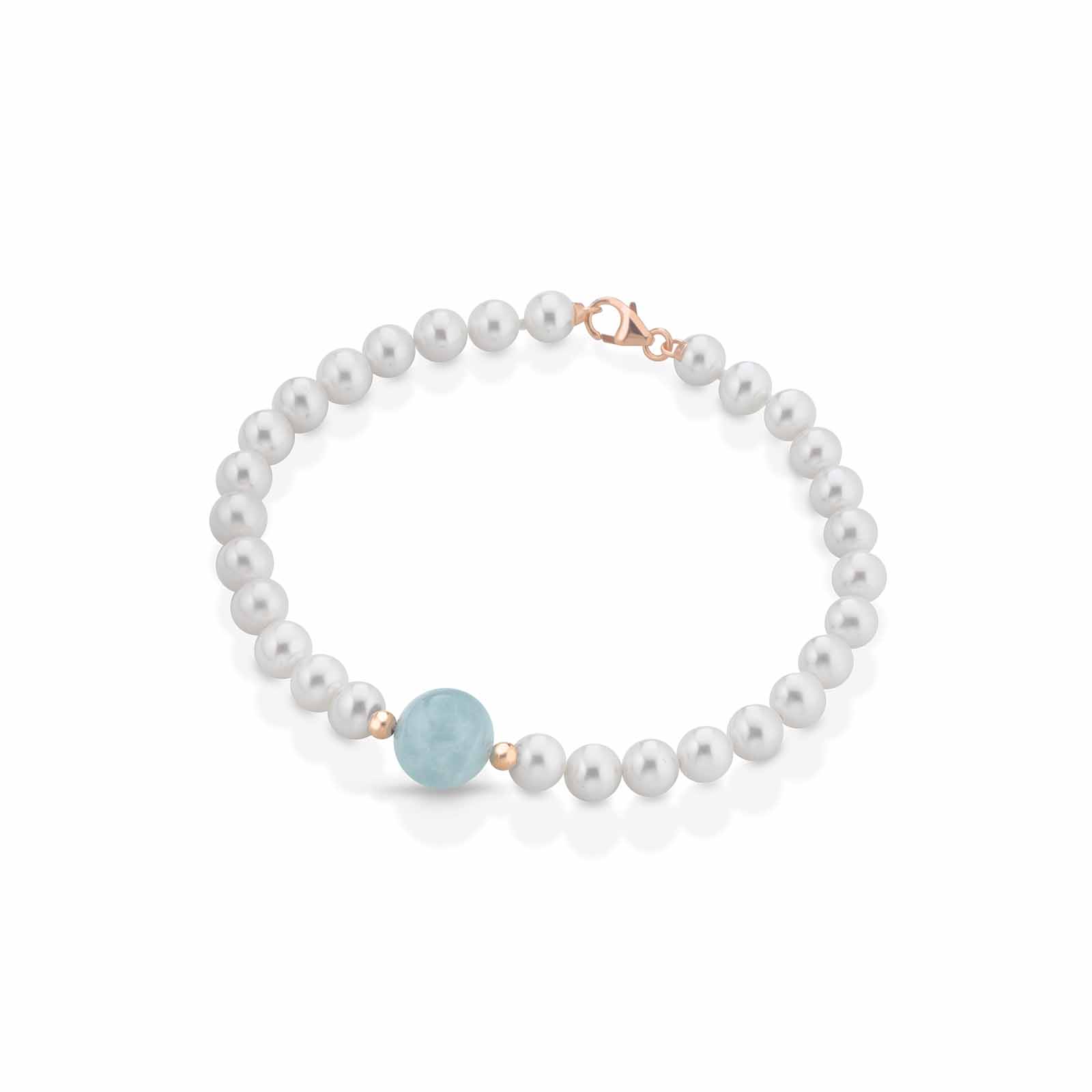 Bracciale Con Perle Coltivate D Acqua Dolce Acquamarina Ed Elementi E