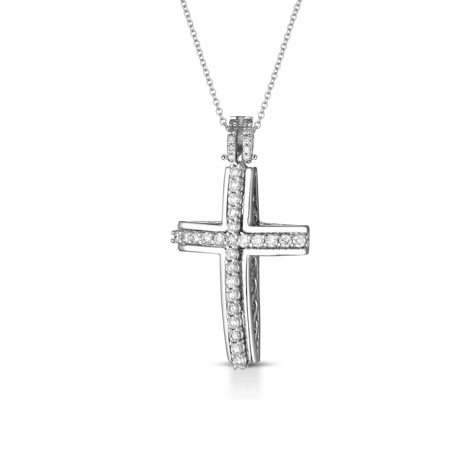 Diamonds | Pendente a croce in oro bianco e diamanti