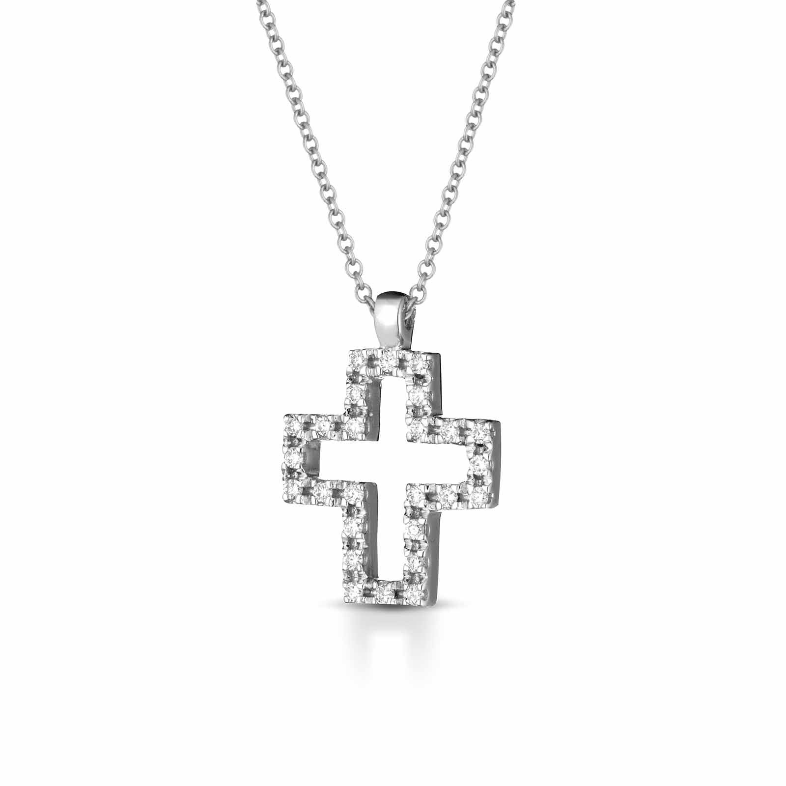 Diamonds | Pendente a croce in oro bianco e diamanti