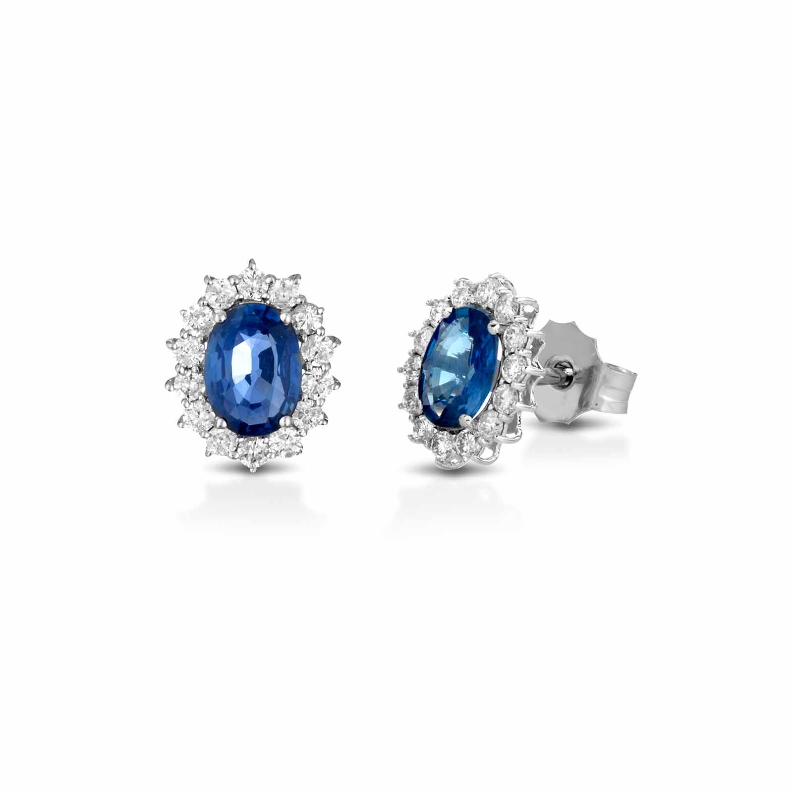 Orecchini in oro, diamanti e zaffiri blu