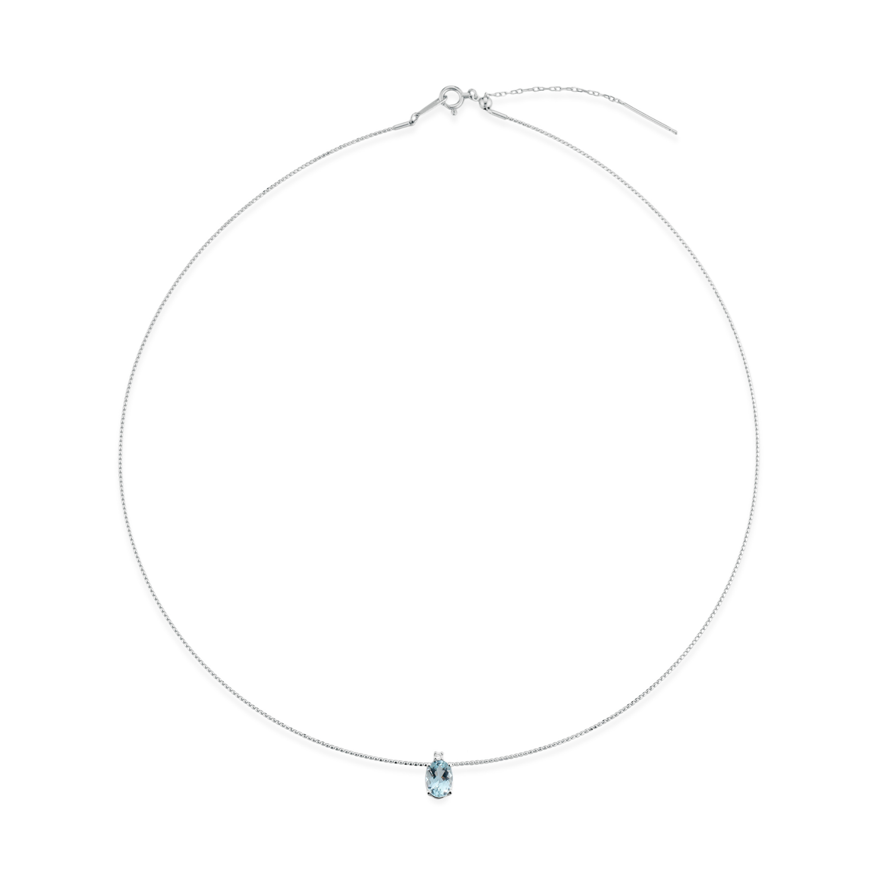 Diamonds | Girocollo in oro, con diamanti e acquamarina