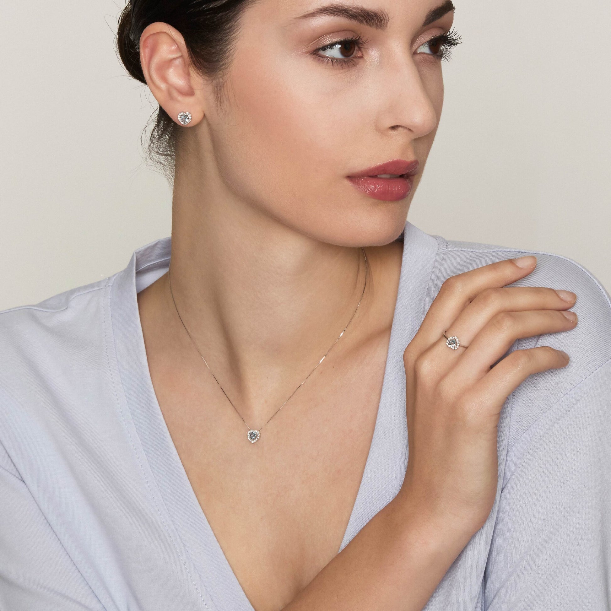 Diamonds | Pendente in oro, diamanti e acquamarina