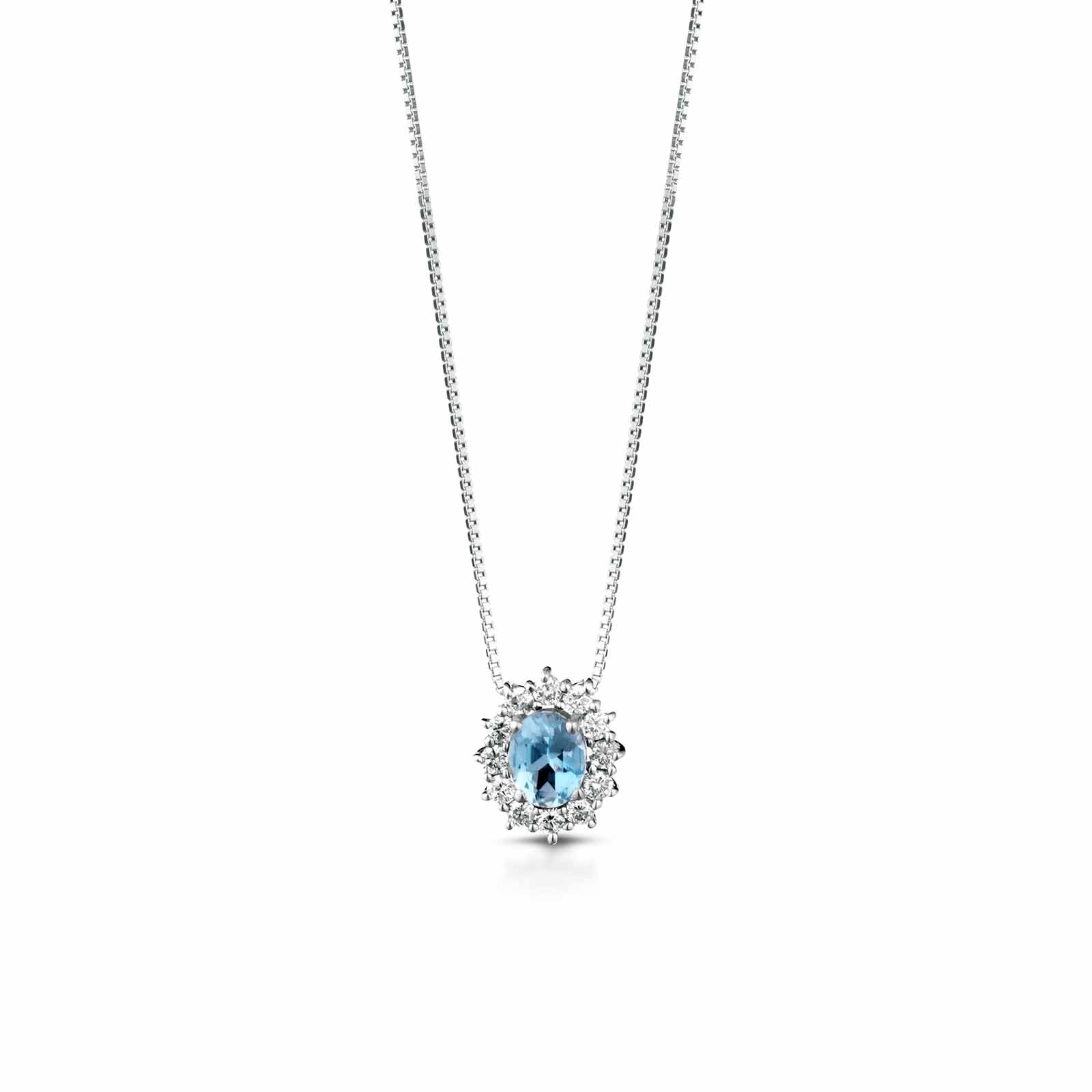 Diamonds | Pendente in oro, diamanti e acquamarina