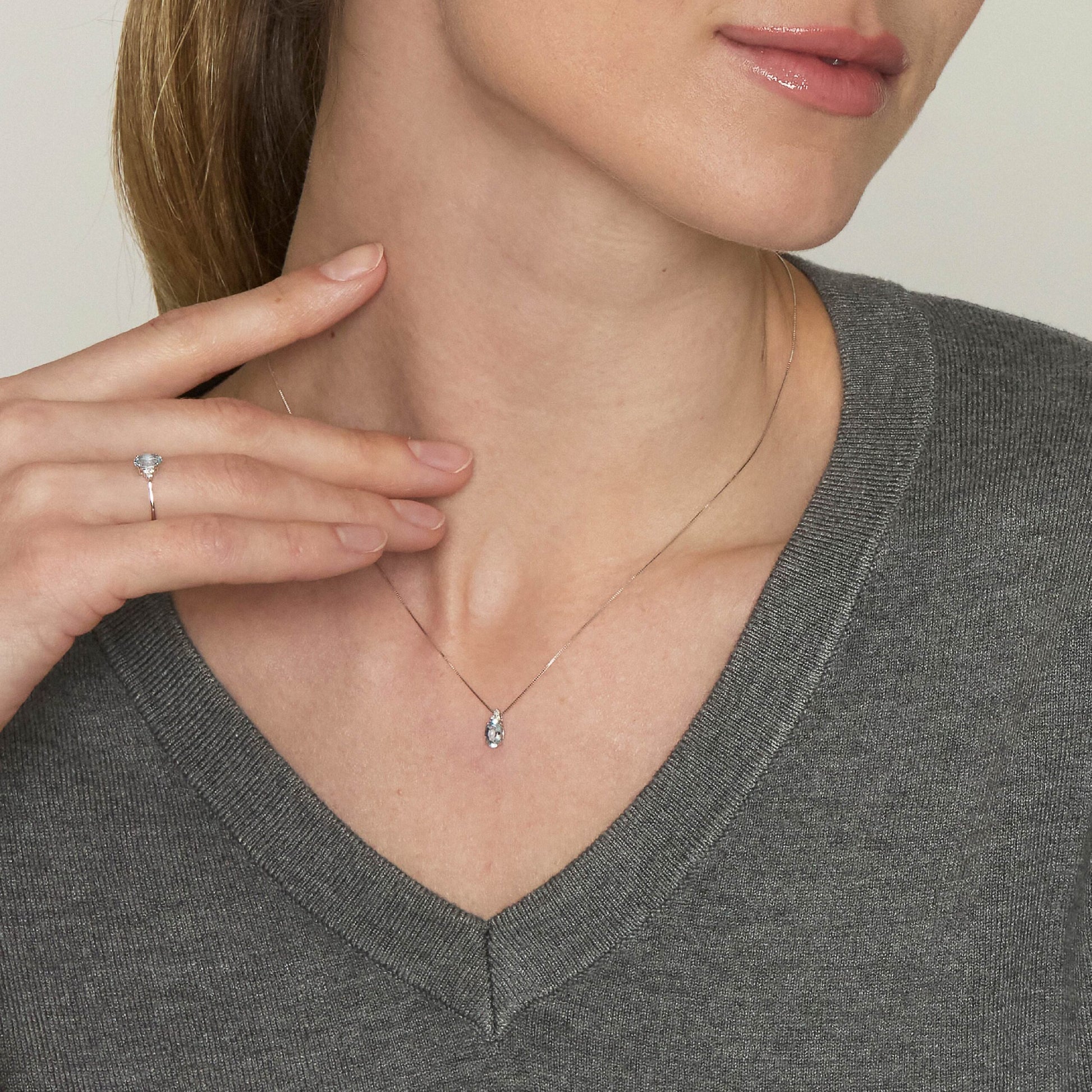 Diamonds | Pendente in oro, diamanti e acquamarina