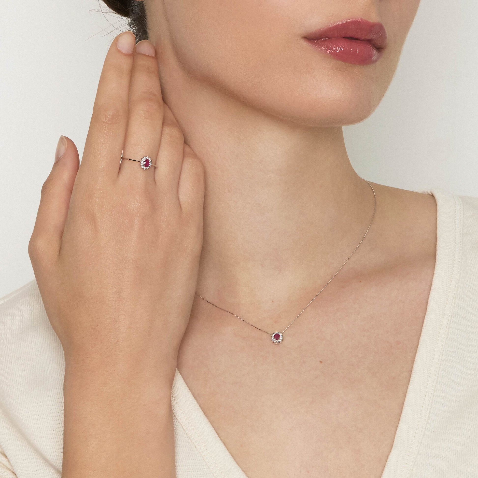 Diamonds | Pendente in oro, diamanti e rubino