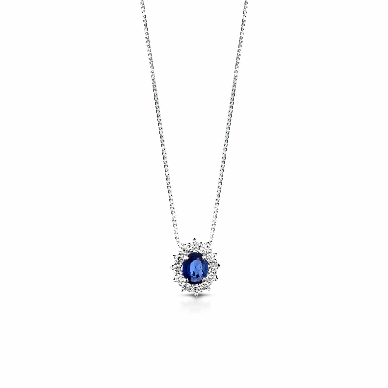 Diamonds | Pendente in oro, diamanti e zaffiro blu
