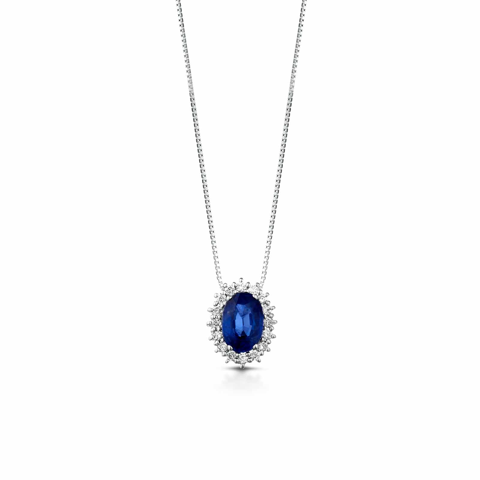 Diamonds | Pendente in oro, diamanti e zaffiro blu