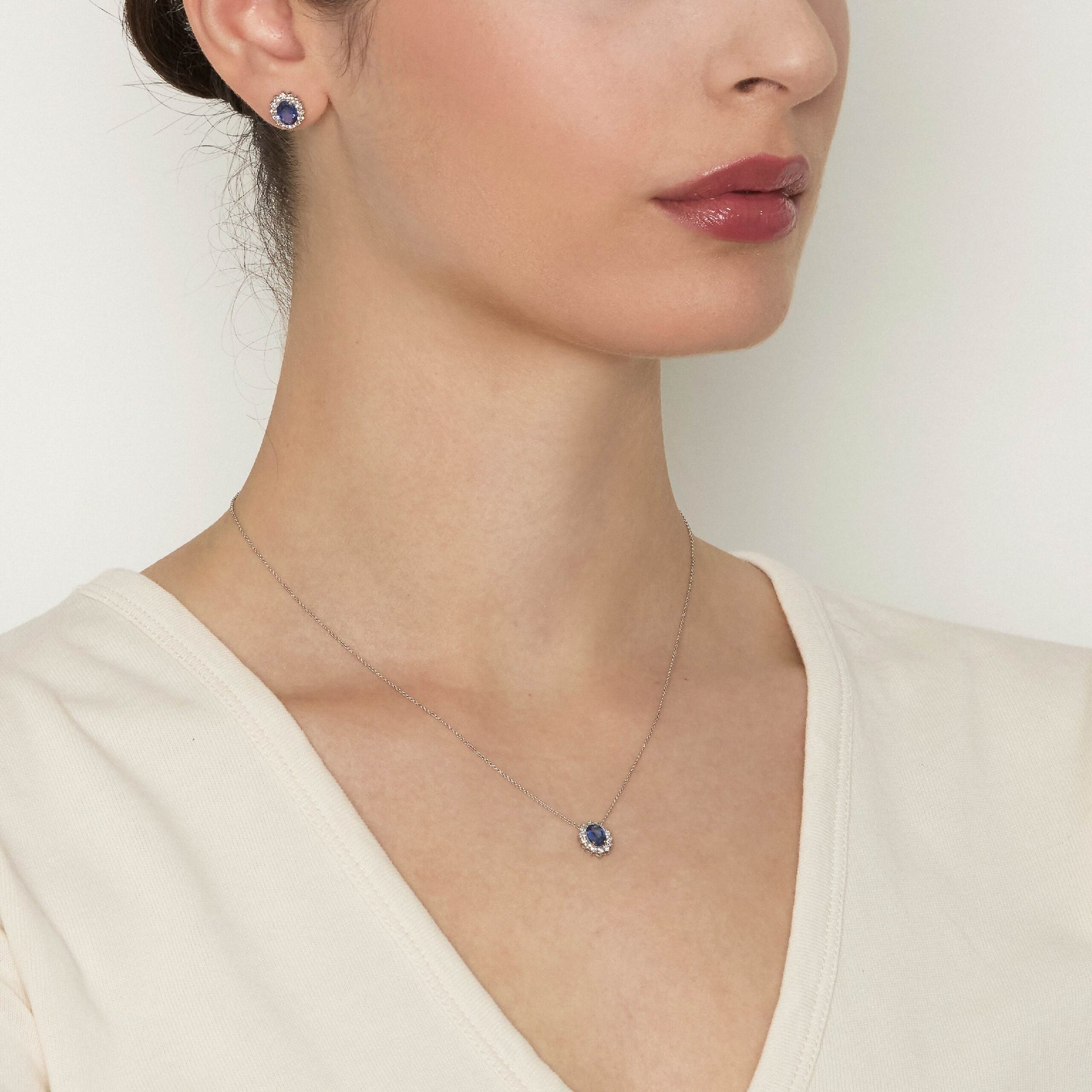 Diamonds | Pendente in oro, diamanti e zaffiro blu