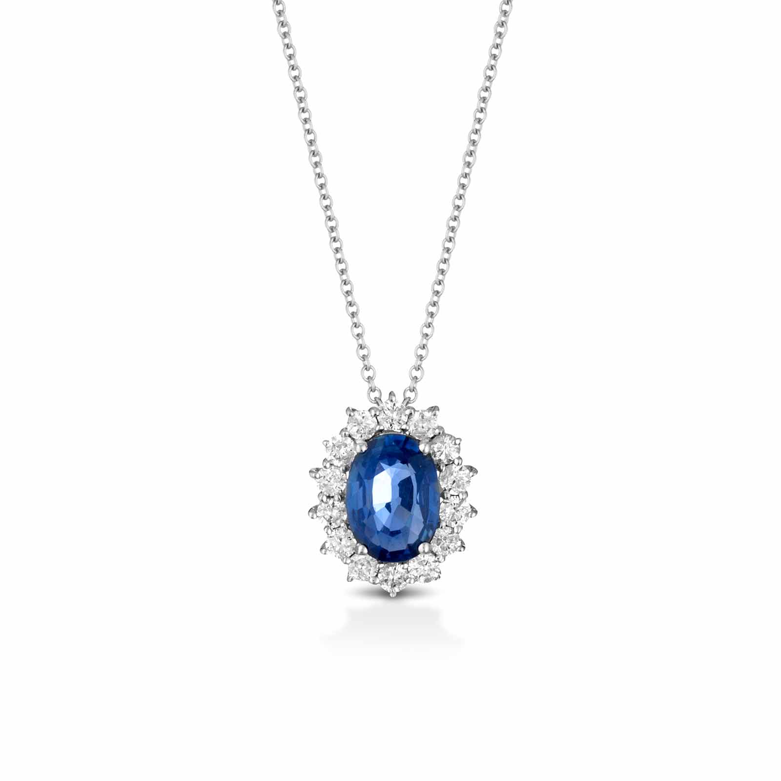 Diamonds | Pendente in oro, diamanti e zaffiro blu