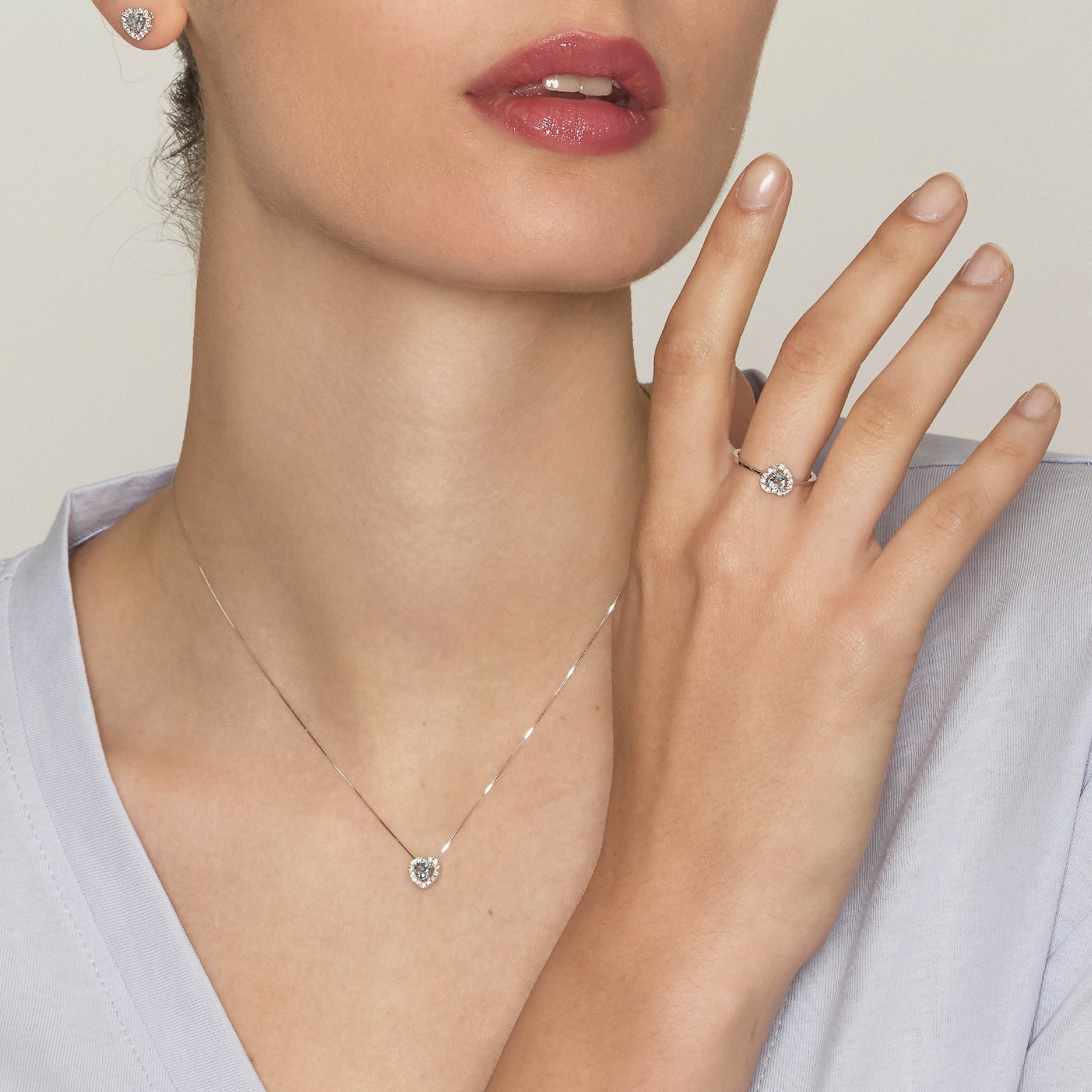 Diamonds | Anello in oro, diamanti e acquamarina