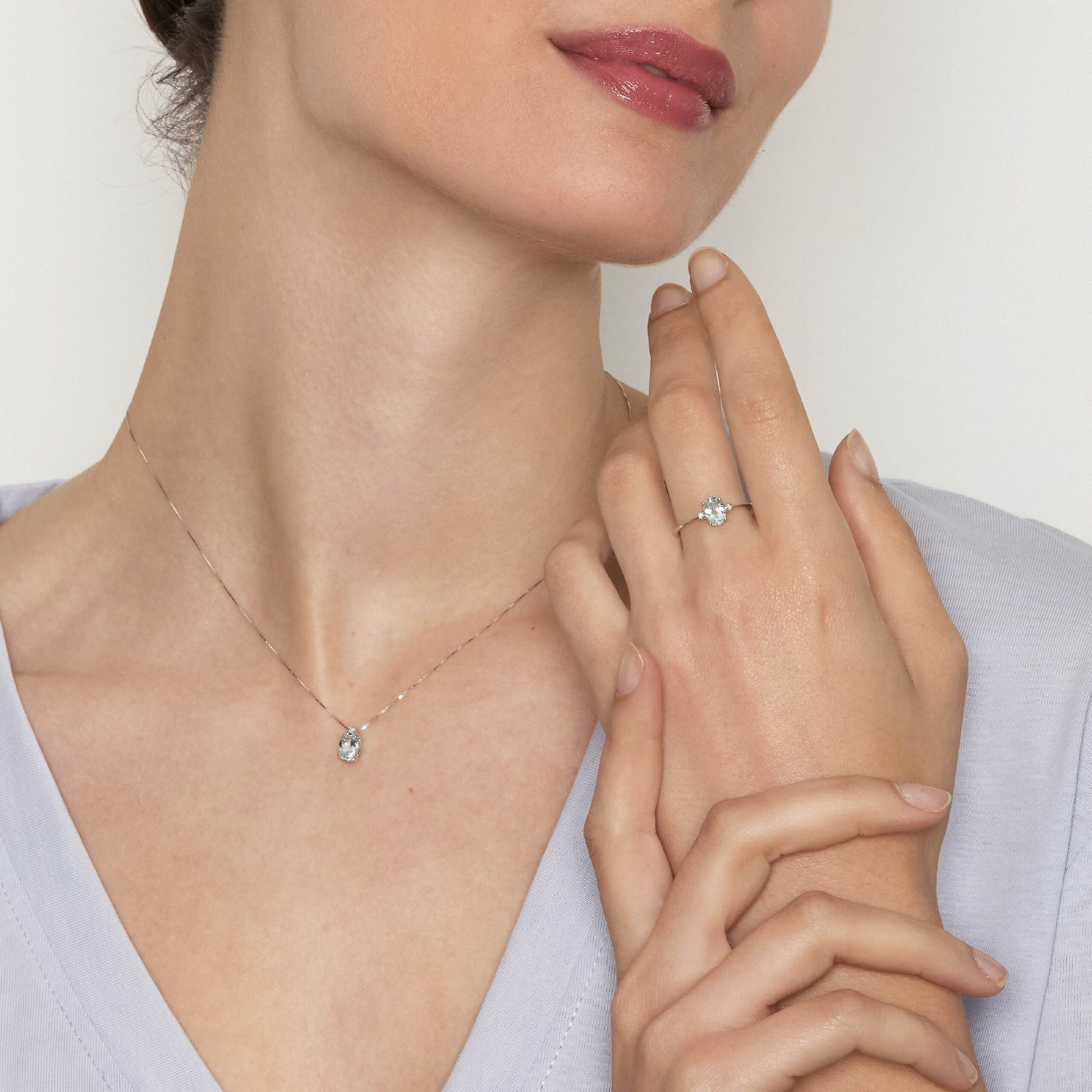 Diamonds | Anello in oro, diamanti e acquamarina