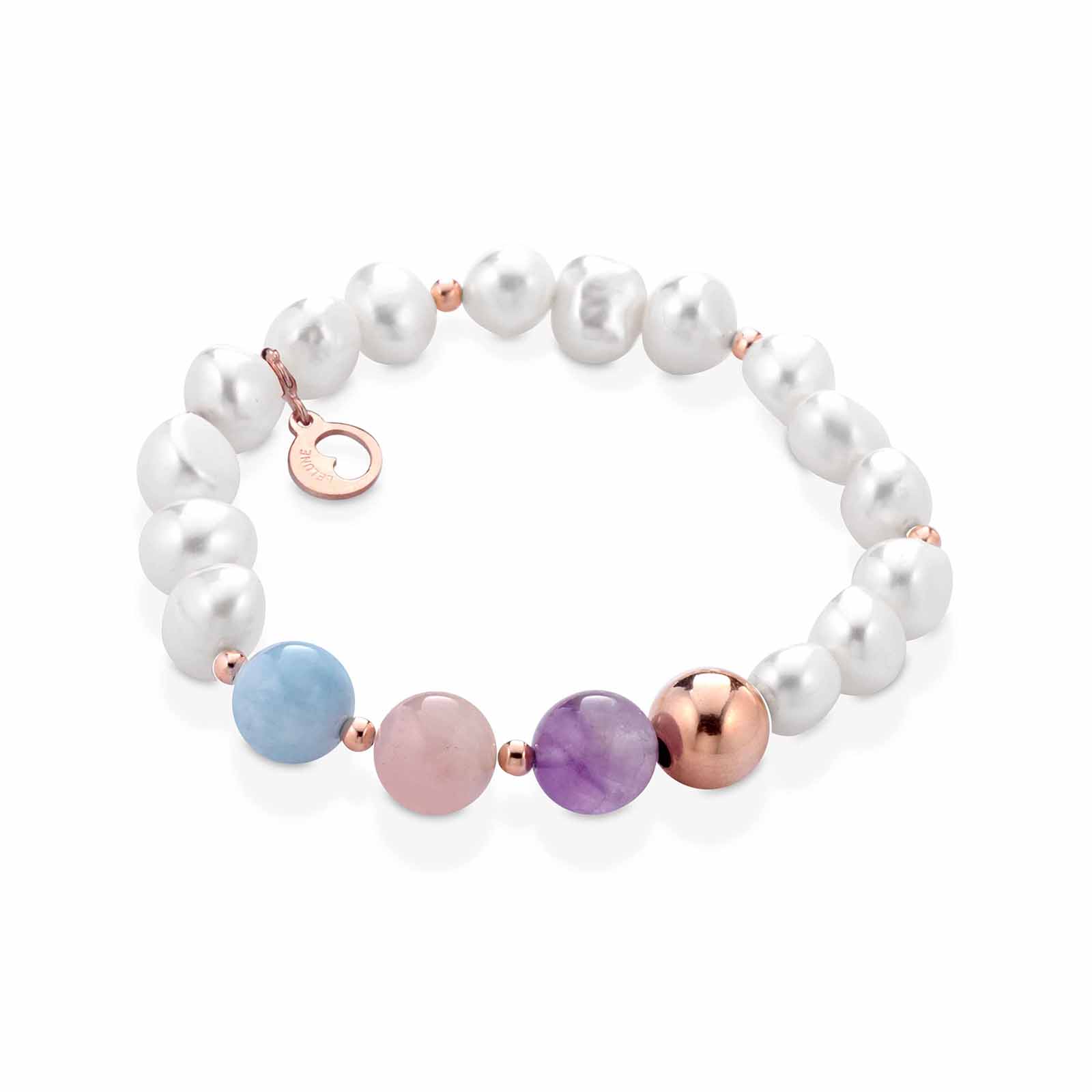 Violetta | Bracciale in argento, perle d'acqua dolce e pietre naturali