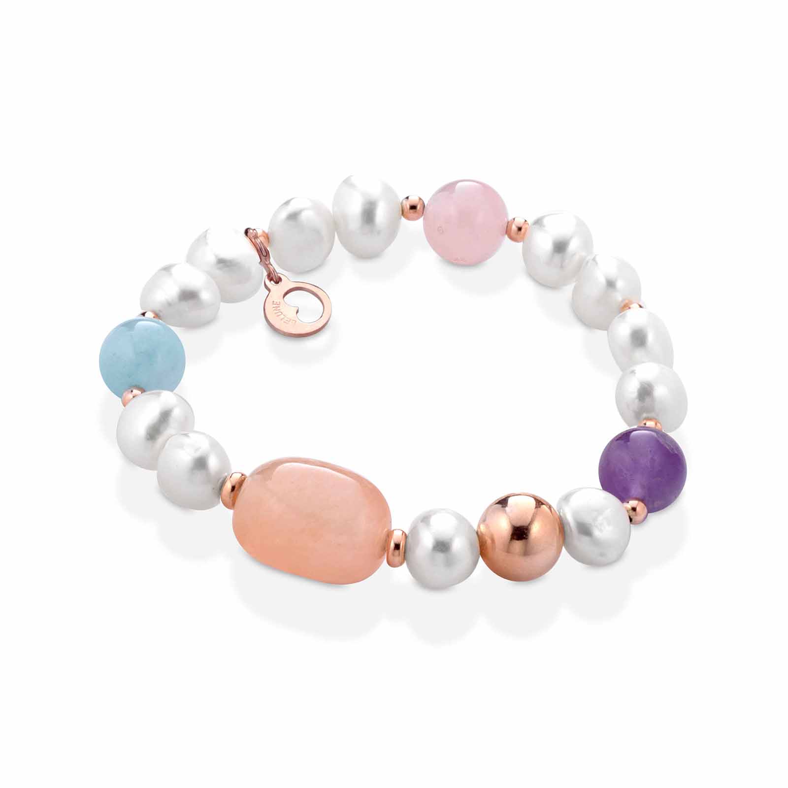 Violetta | Bracciale in argento, perle e pietre naturali