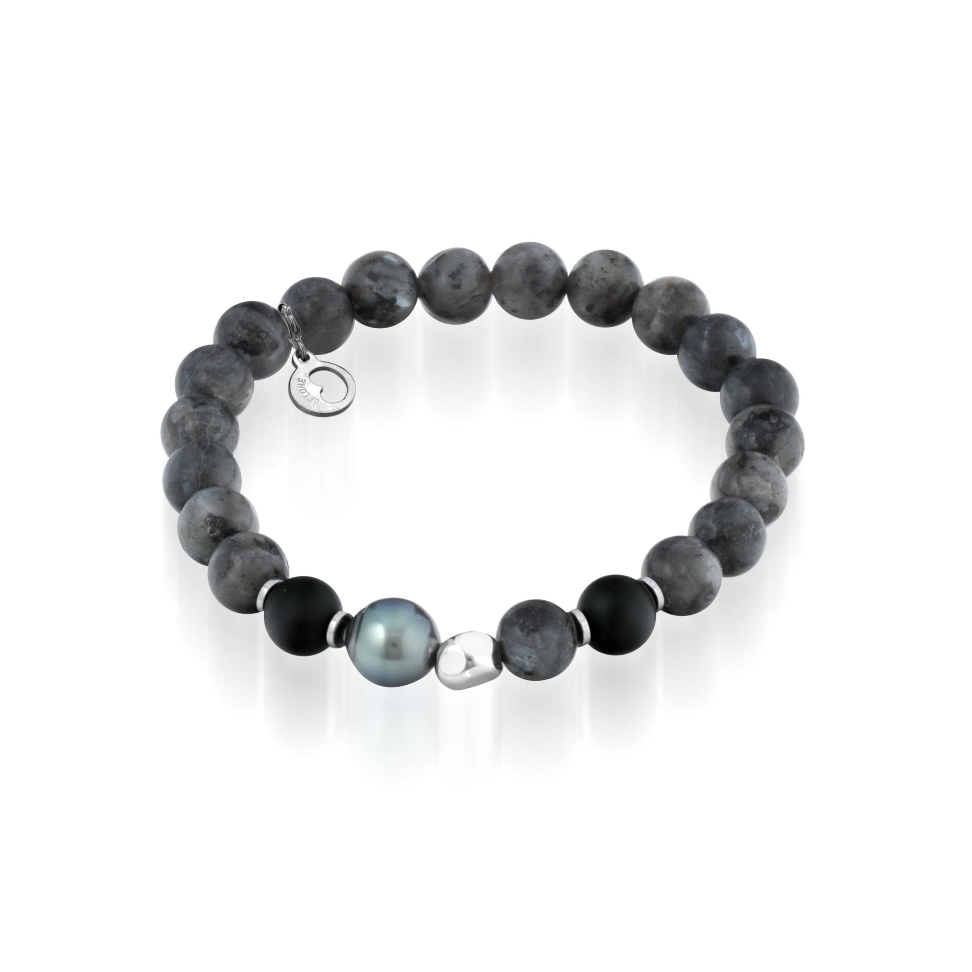 Bracciale in pietre naturali con perla Tahiti ed argento