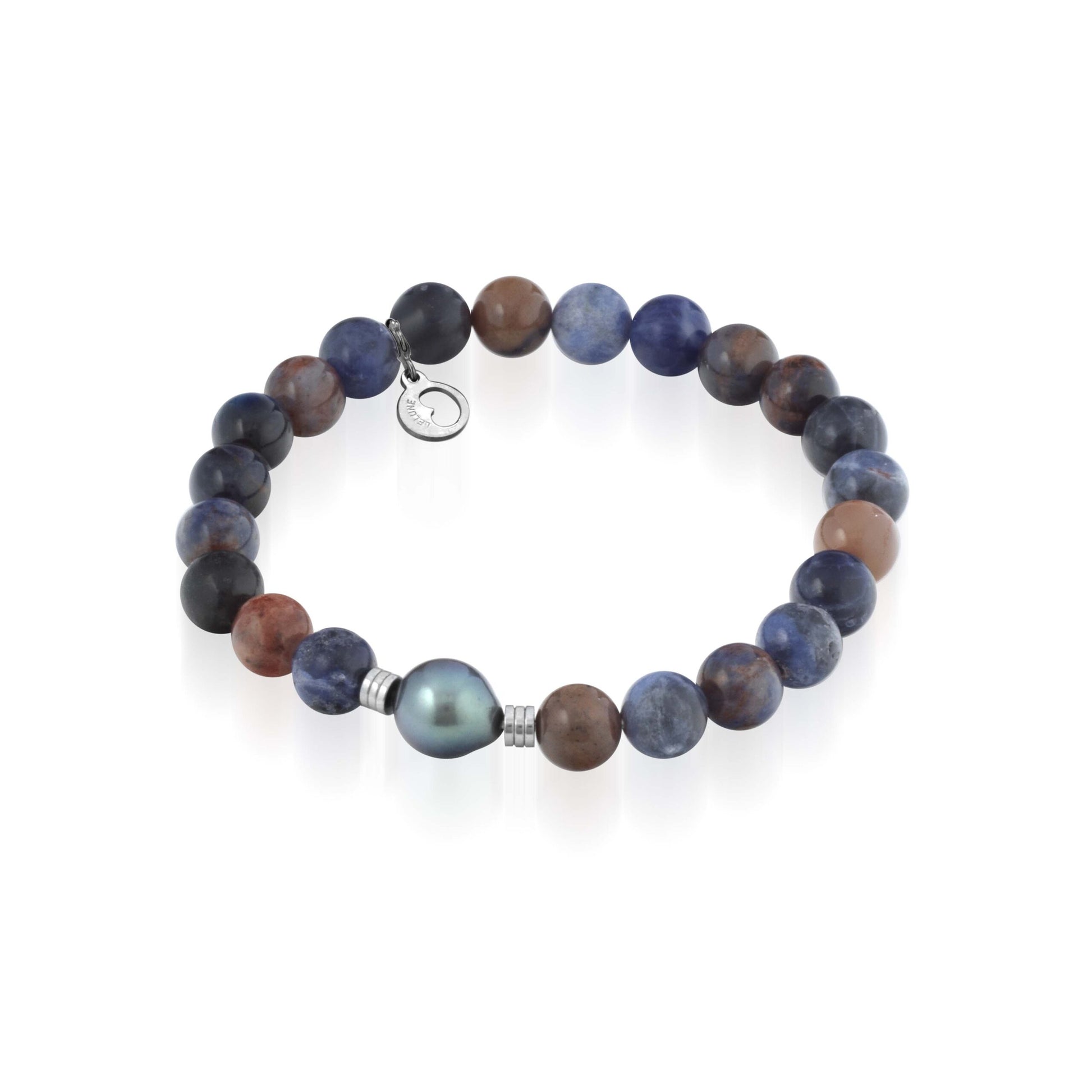 Bracciale in pietre naturali con perla Tahiti ed argento