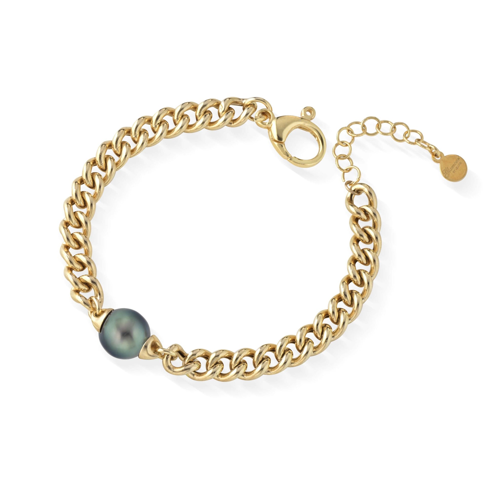 Bracciale in argento dorato con perla Tahiti