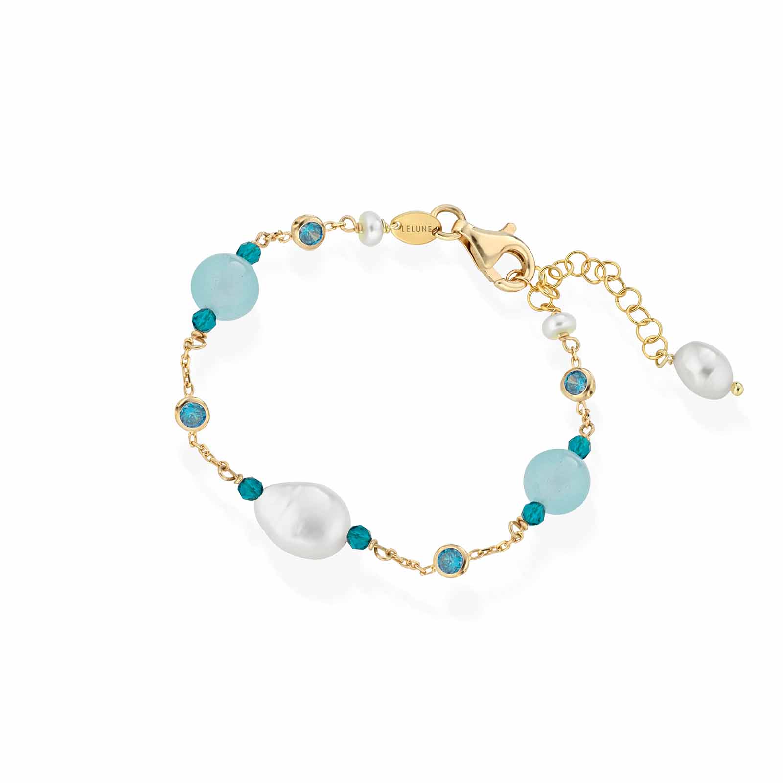 Cristelle Summer | Bracciale in argento, giada, zirconi, spinello e perle
