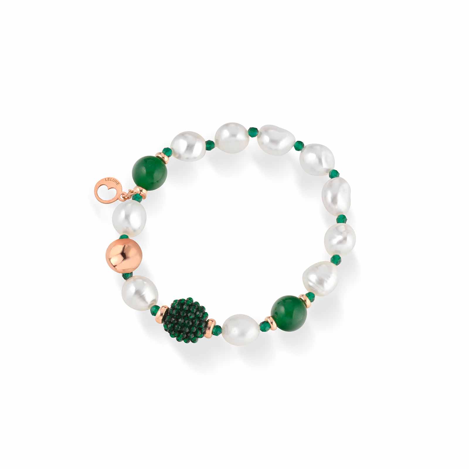 Sophie | Bracciale con perle, argento, spinello e giada