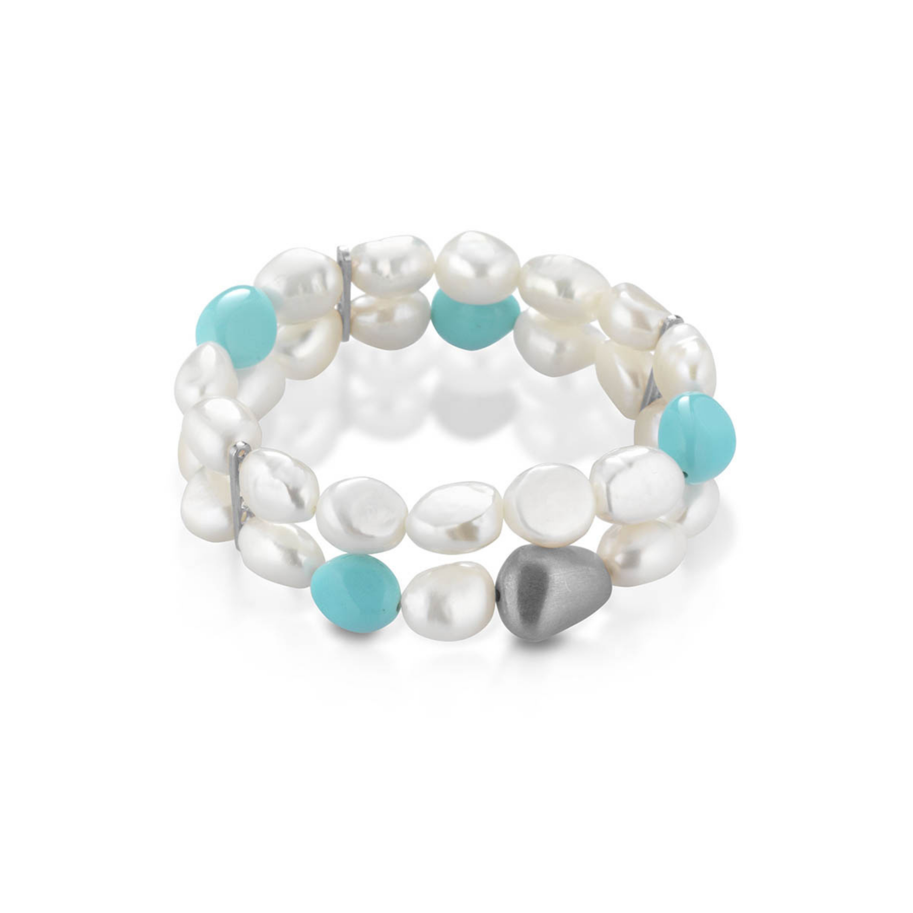Turquoise | Bracciale con perle, turchese ed argento