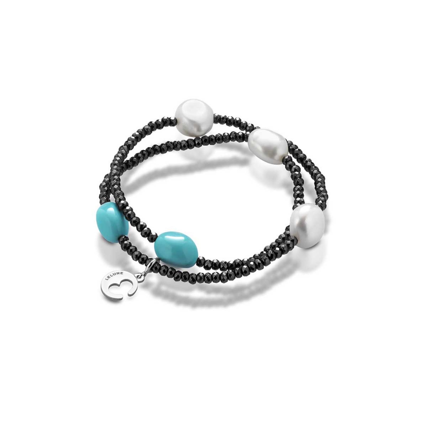 Turquoise | Bracciale con perle, turchese, ematite e argento