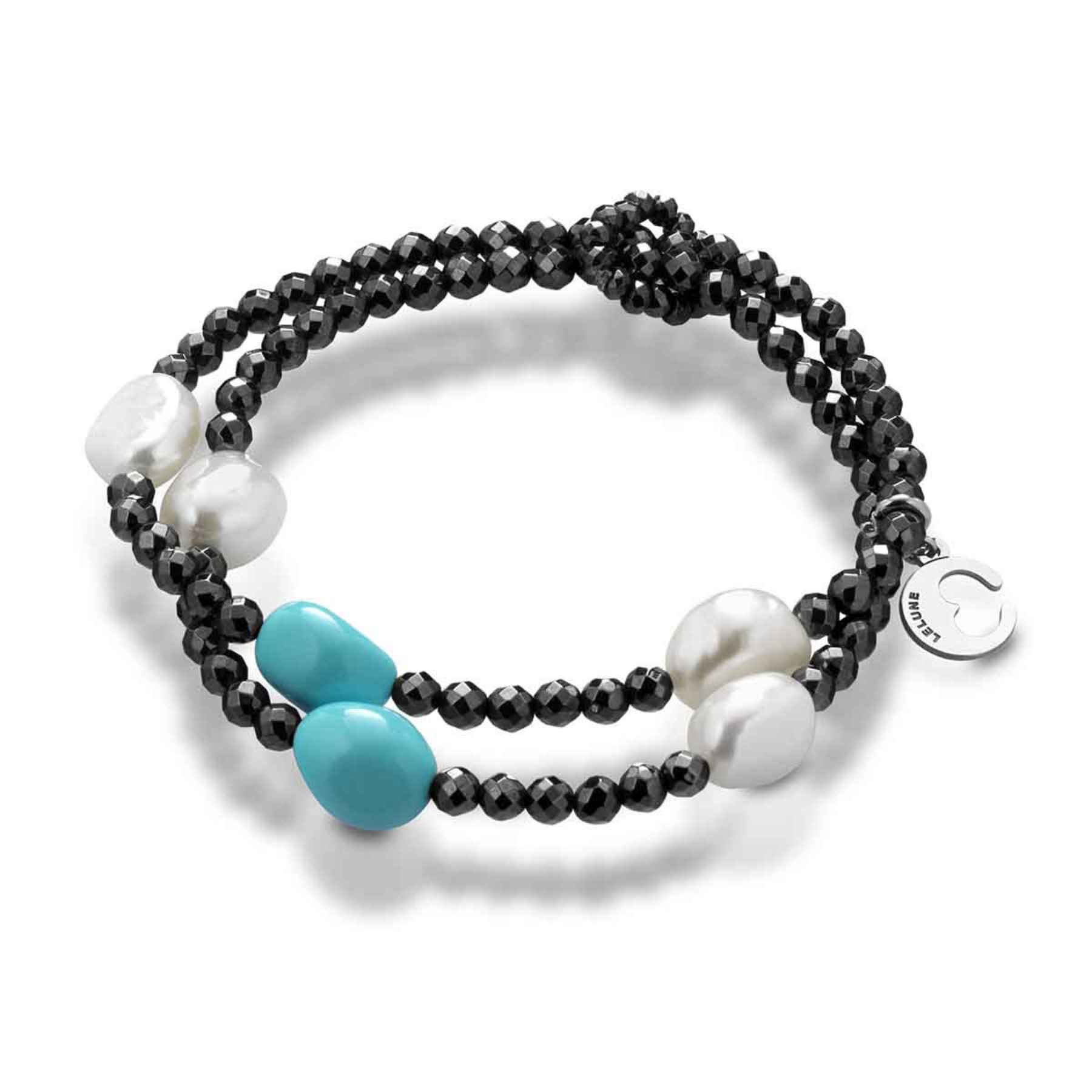 Turquoise | Bracciale con perle, turchese, ematite e argento