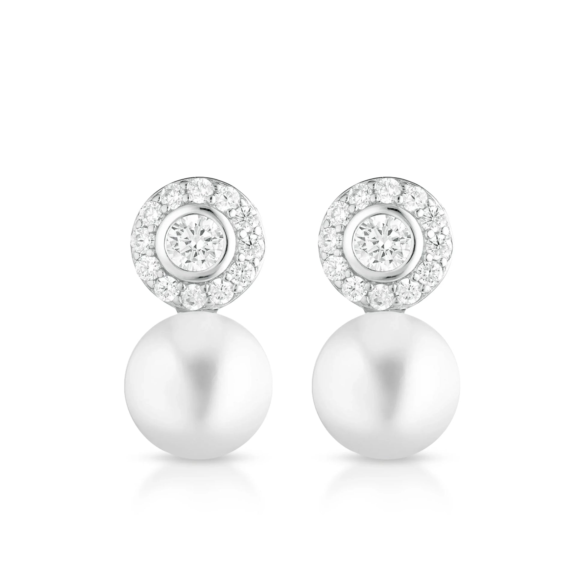 Luxury | Orecchini in argento con perla e zirconi