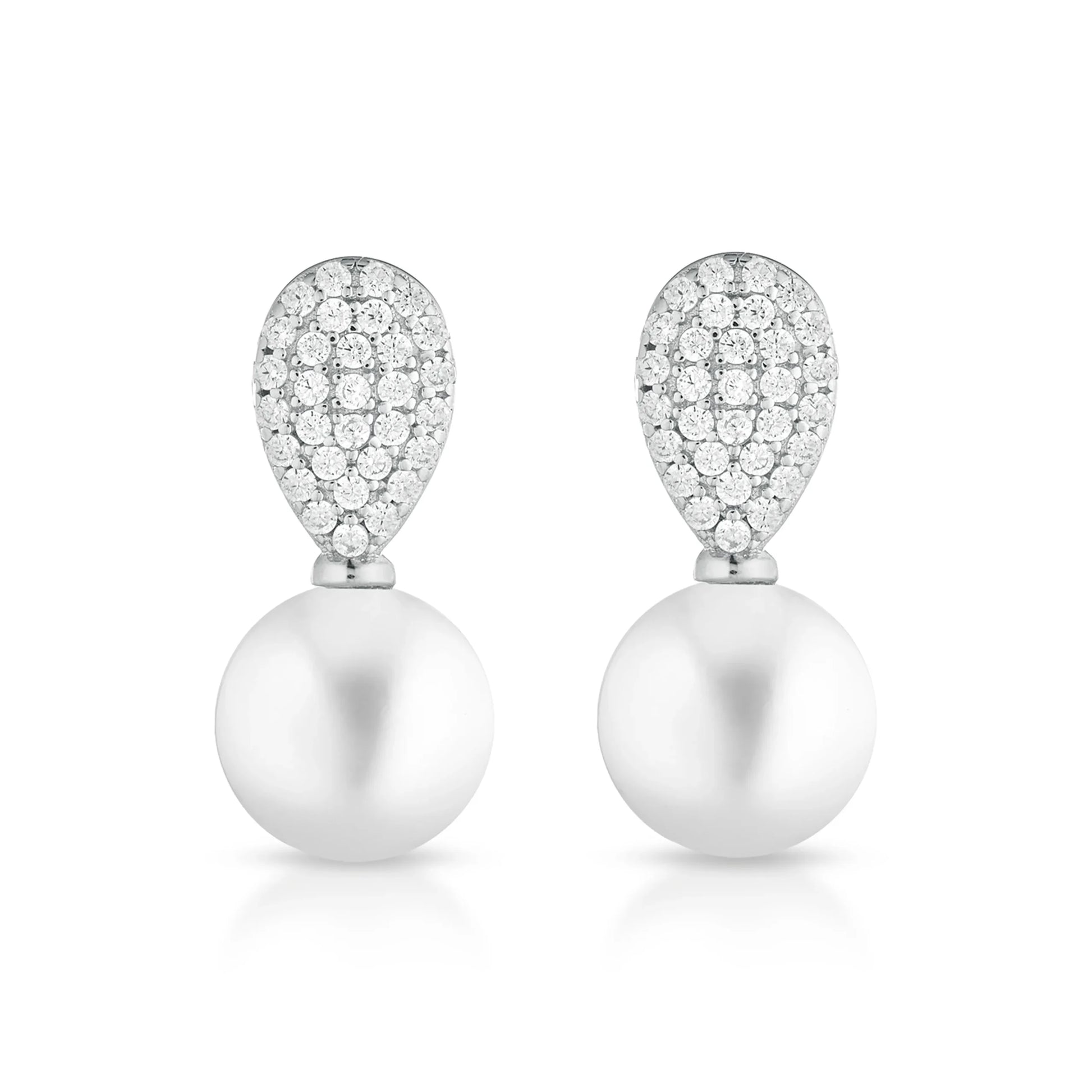 Luxury | Orecchini in argento con perla e zirconi
