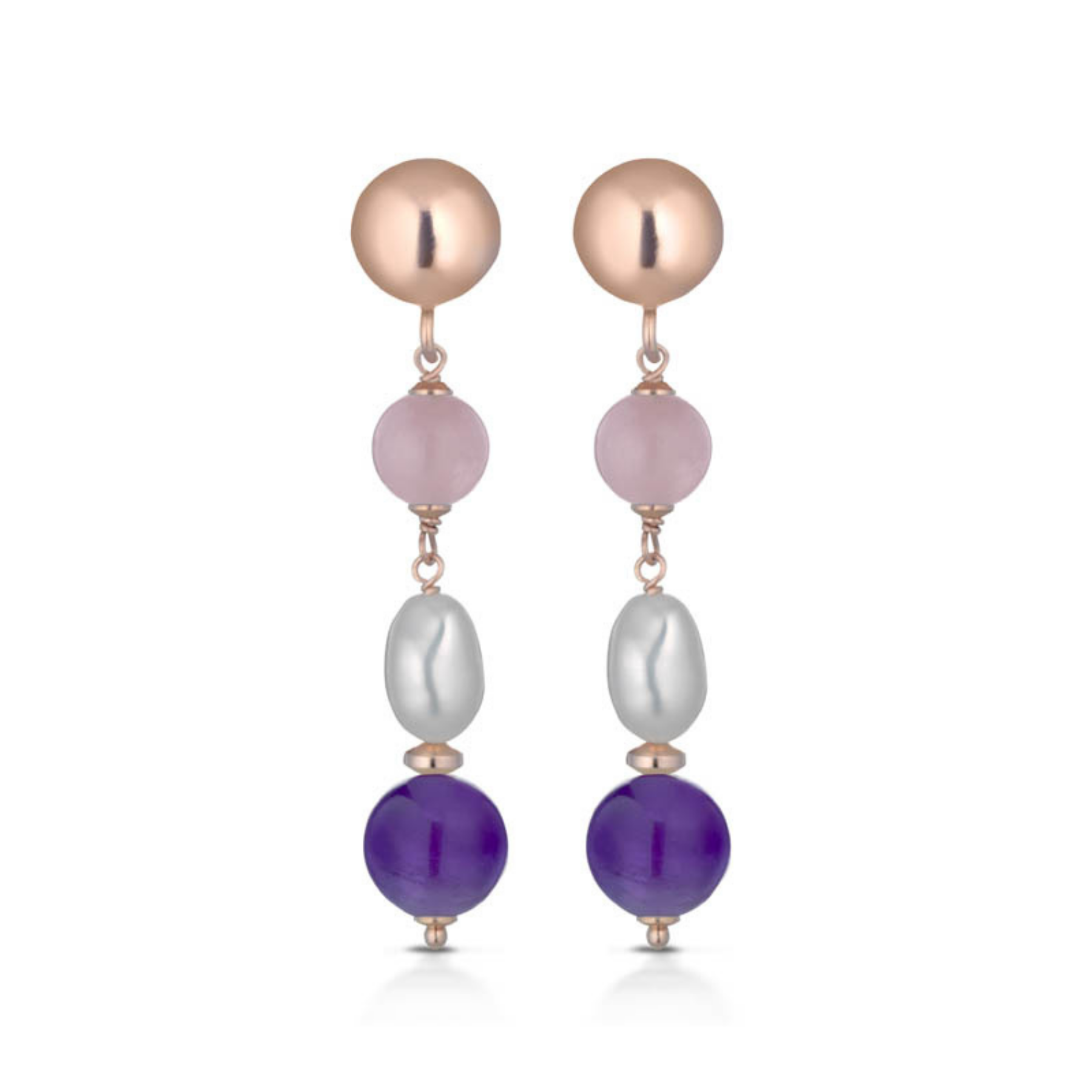 Violetta | Orecchini con perle, pietre e argento