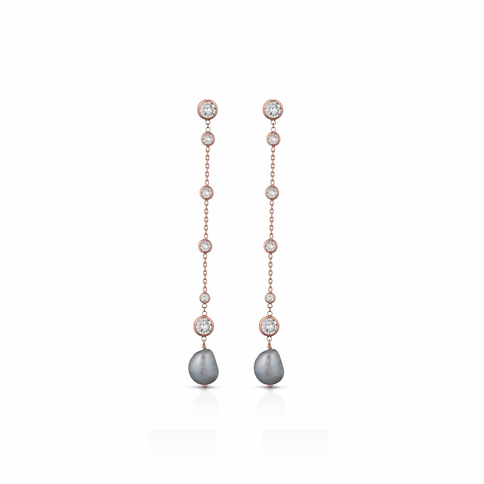 Cristelle | Orecchini in argento con perle grigie e zirconi