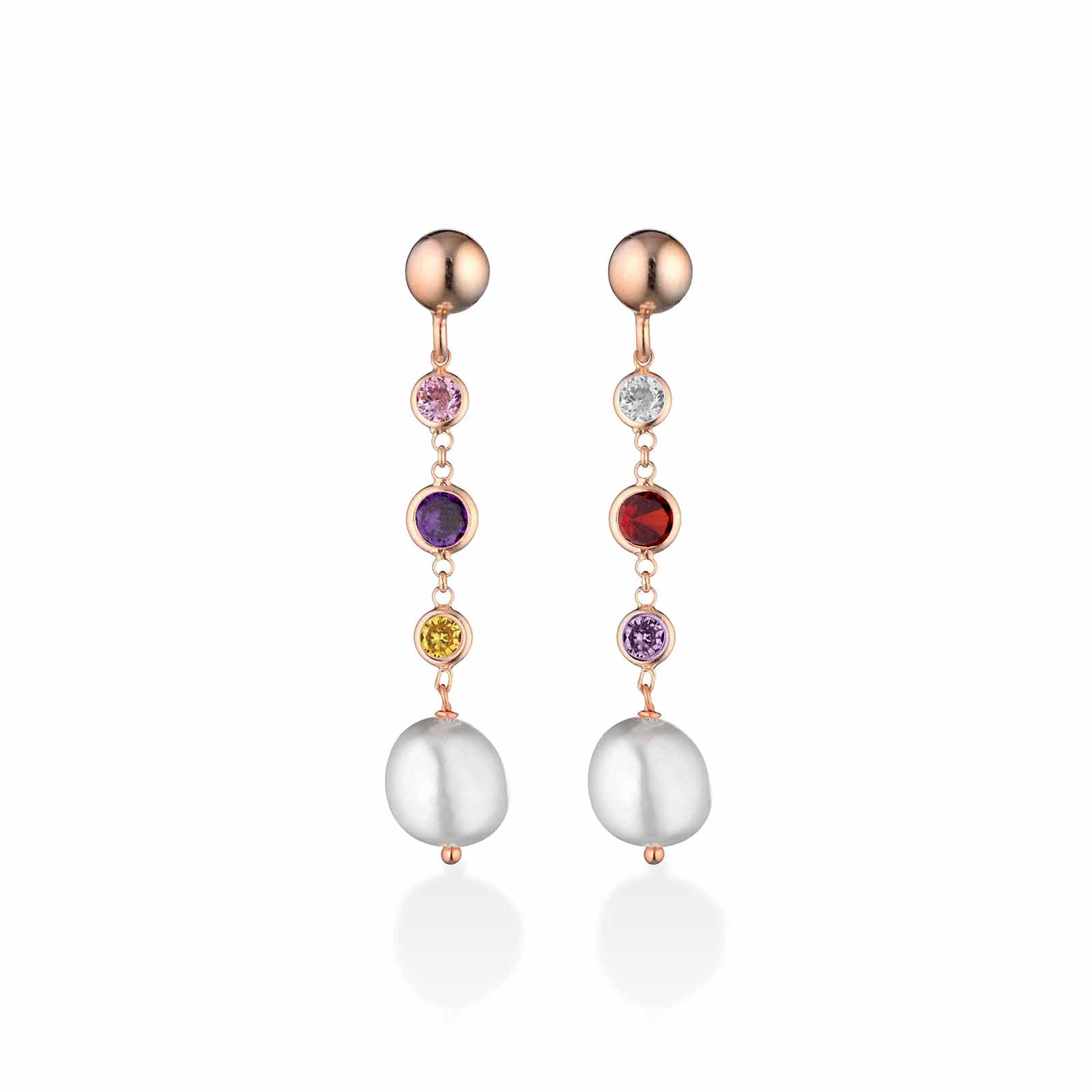 Cristelle | Orecchini in argento con perle e zirconi colorati