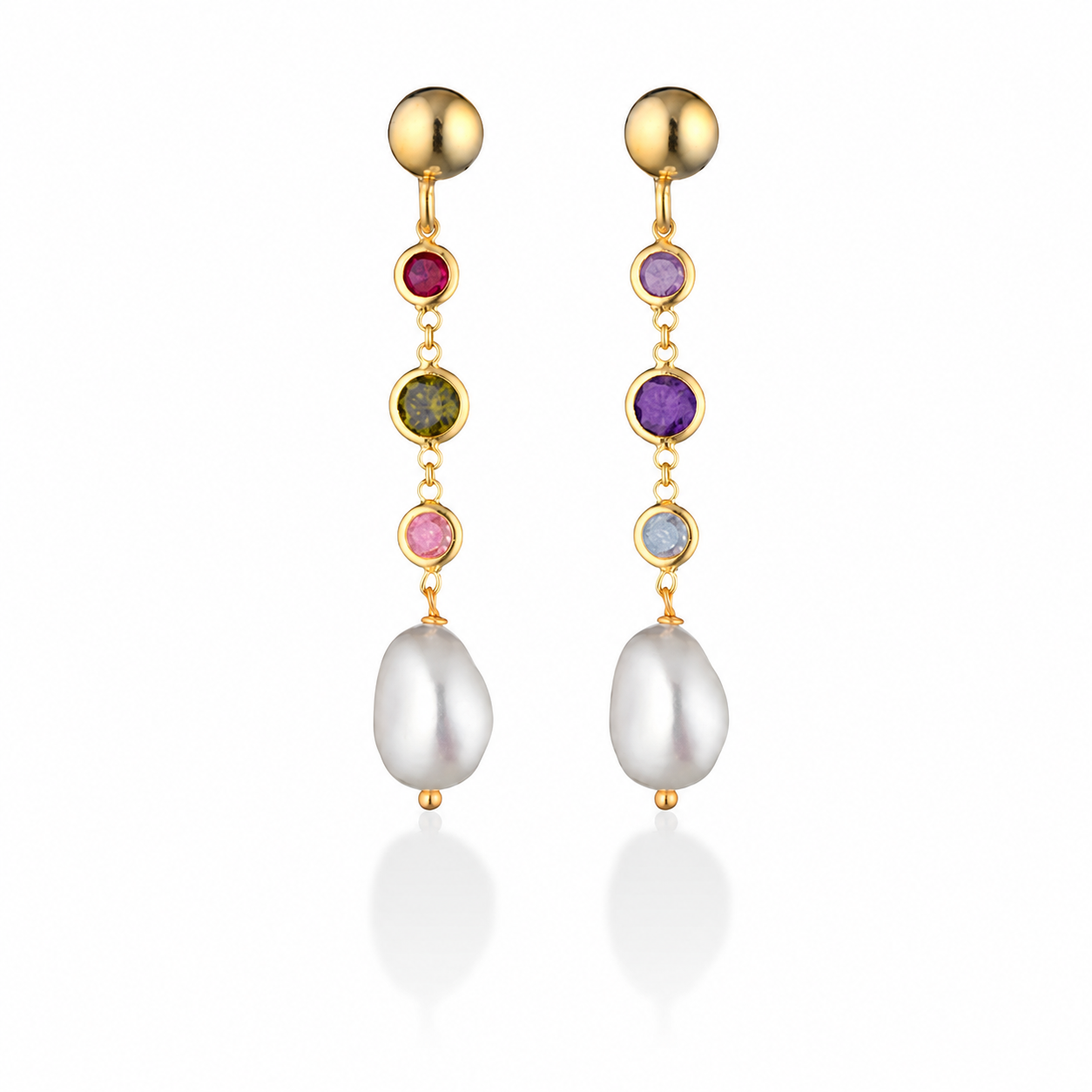 Cristelle | Orecchini in argento con perle e zirconi colorati