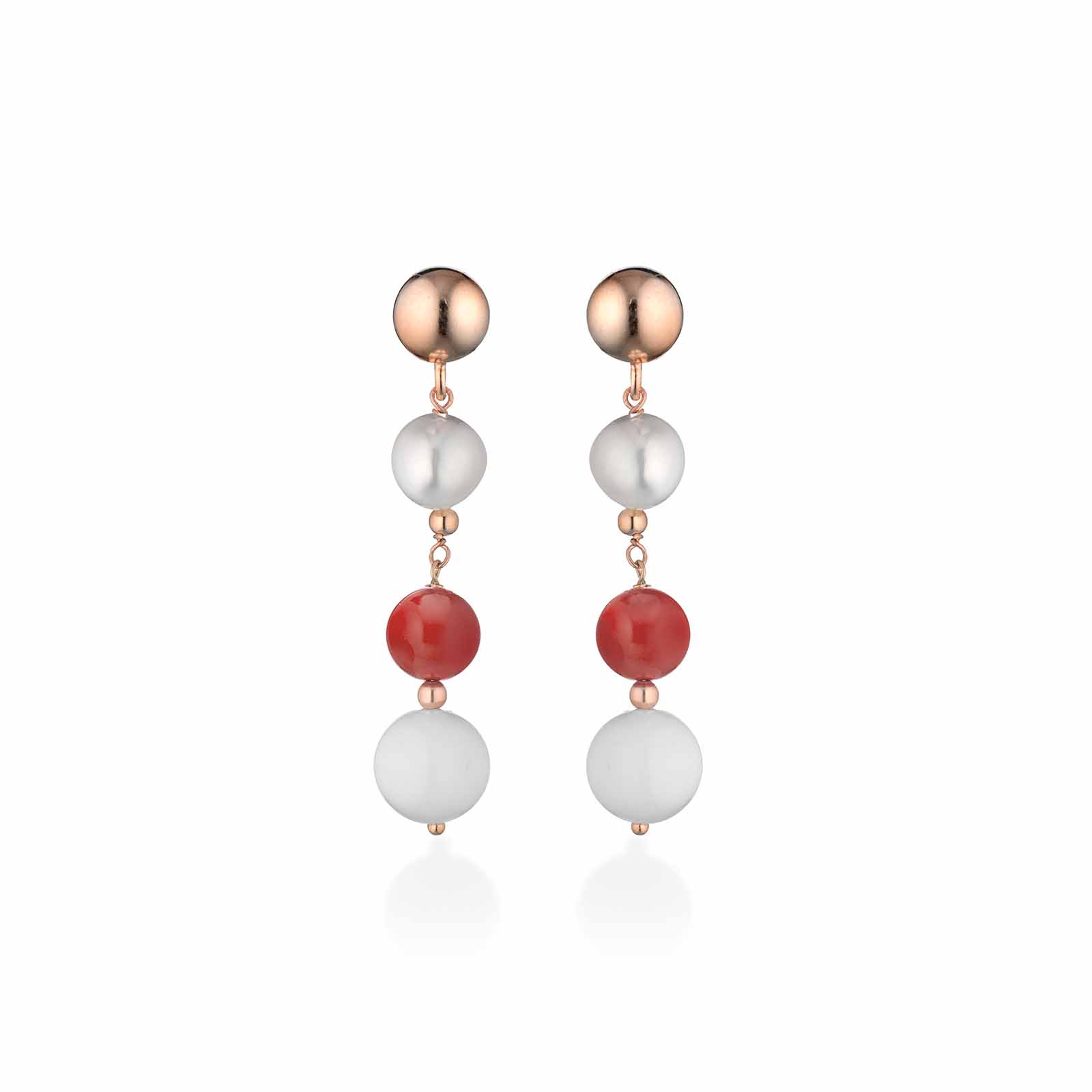 Vaiana | Orecchini con perle, argento e corallo