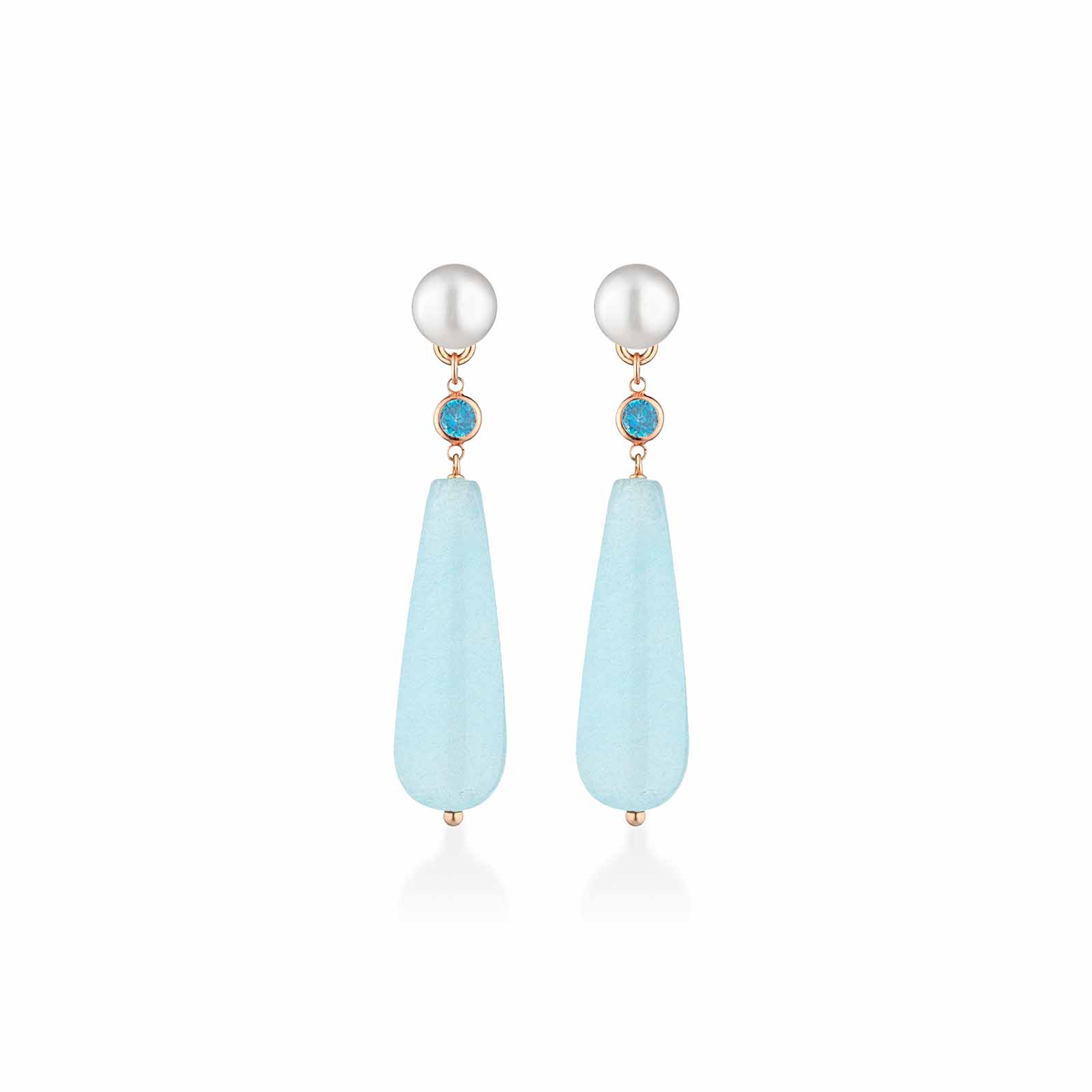 Sophie | Orecchini con perle, argento, zircone e giada
