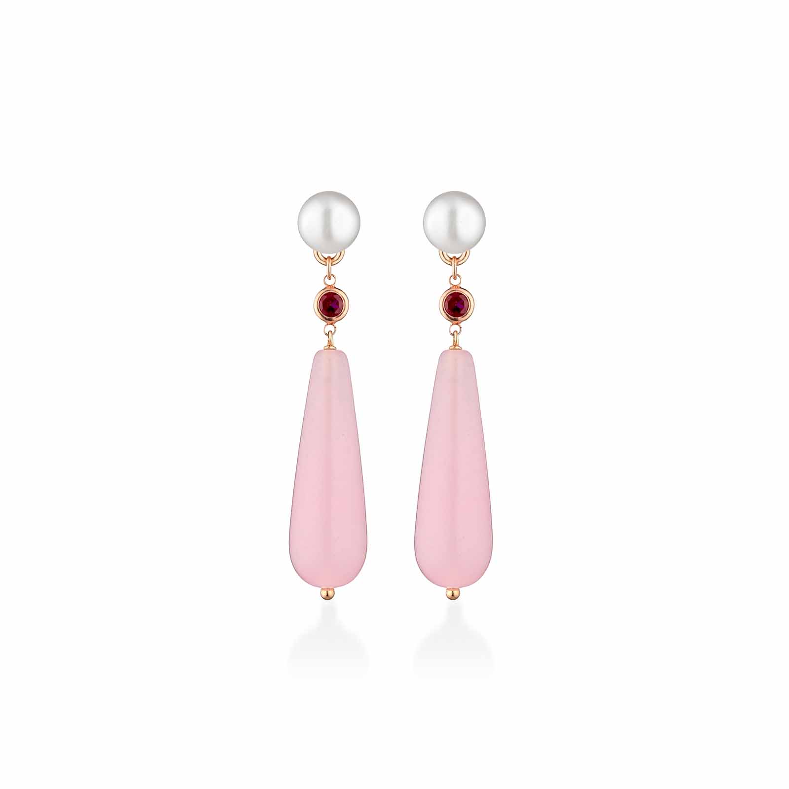 Sophie | Orecchini con perle, argento, zircone e giada