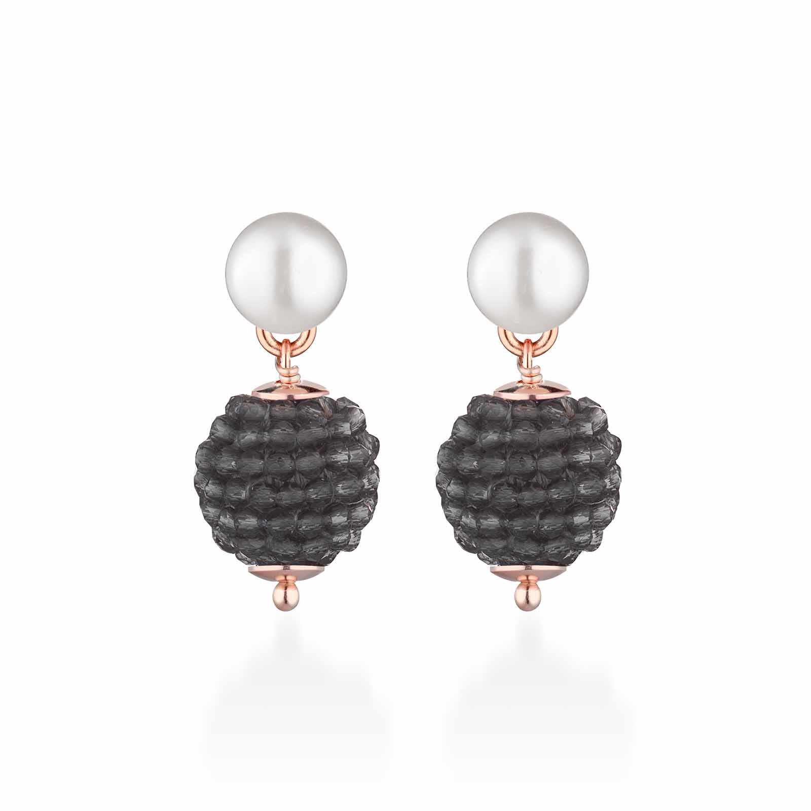 Orecchini con spinello grigio, perle d'acqua dolce e AG925 rosa