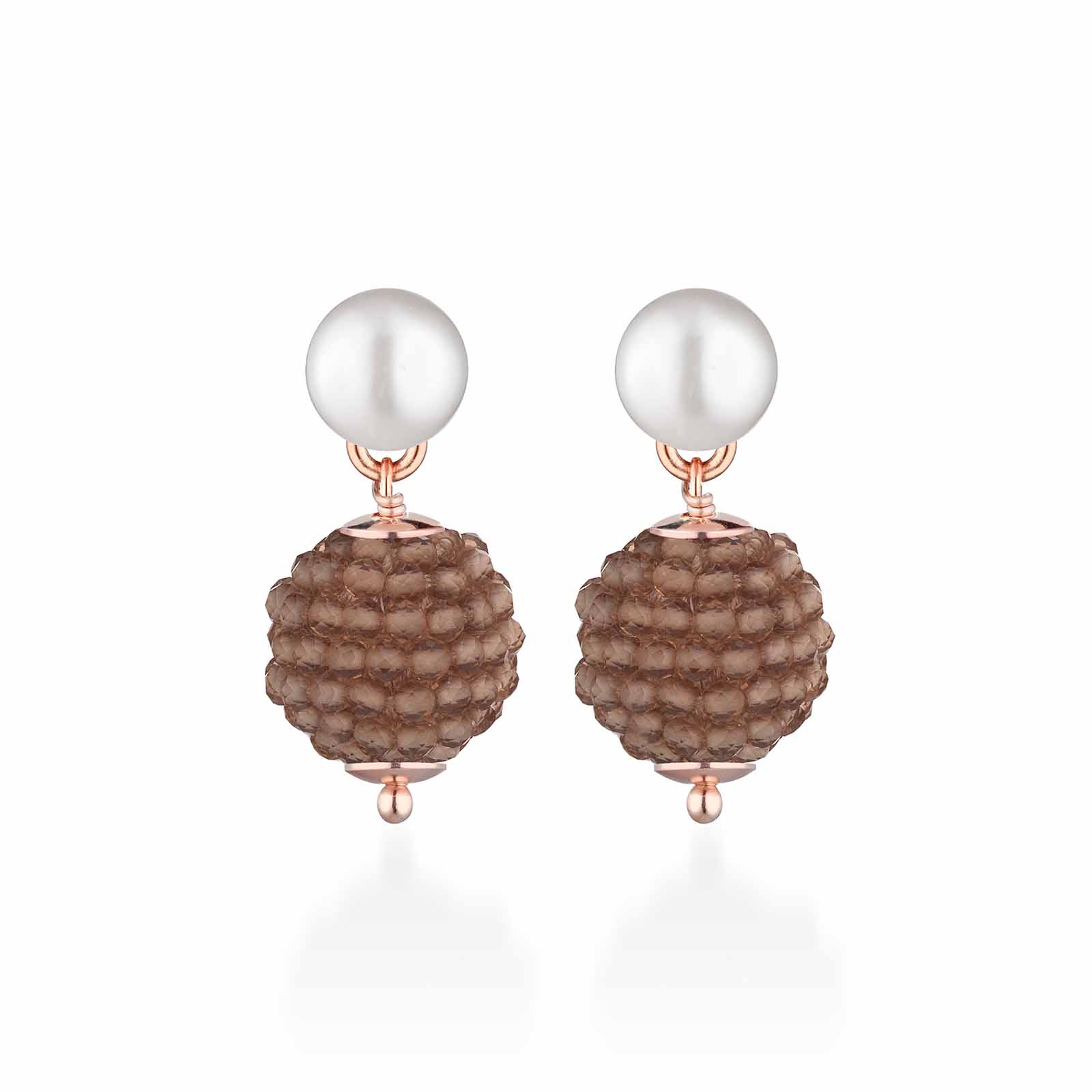 Orecchini con spinello miele, perle d'acqua dolce e AG925 rosa