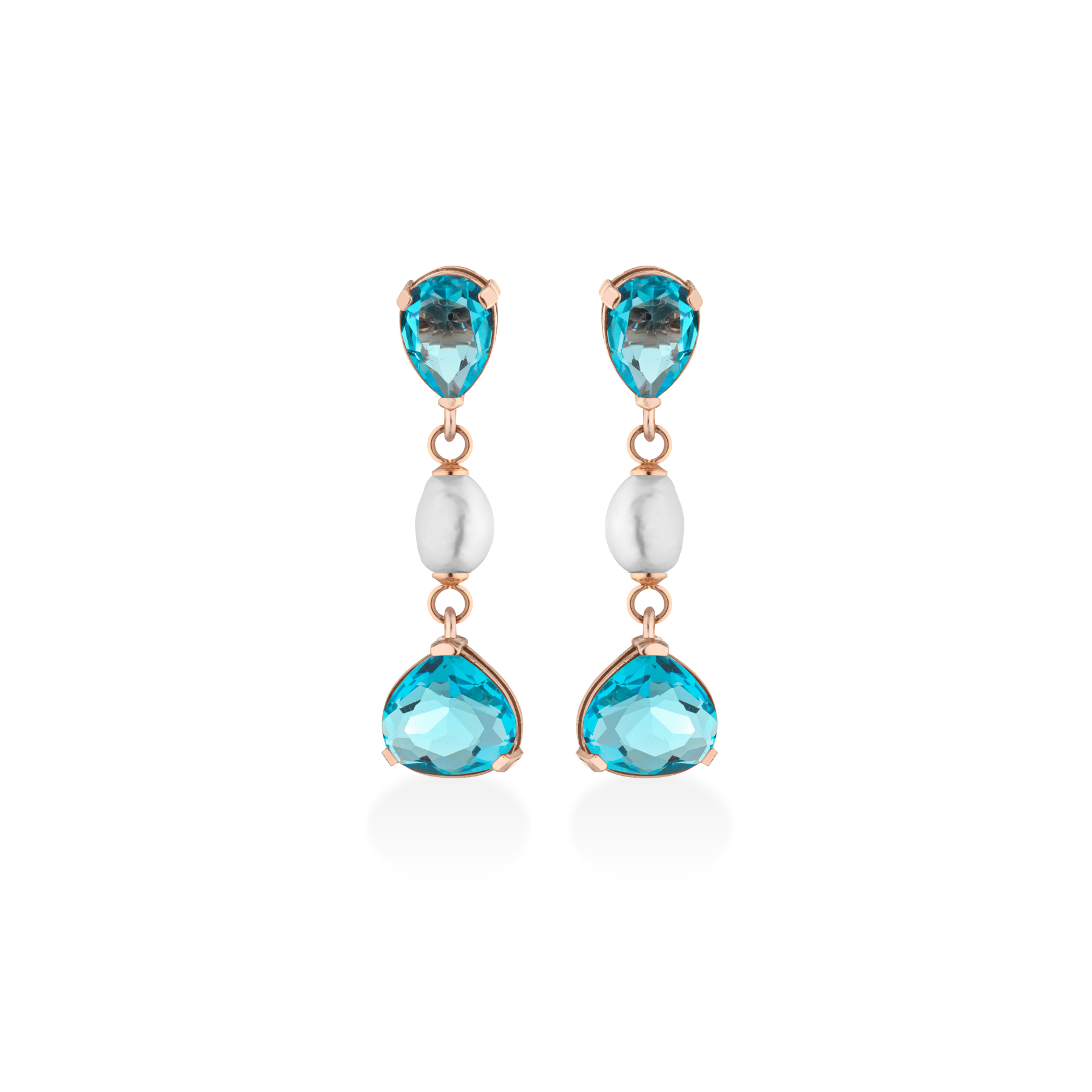 Cristalli | Orecchini con perle, argento e cristalli