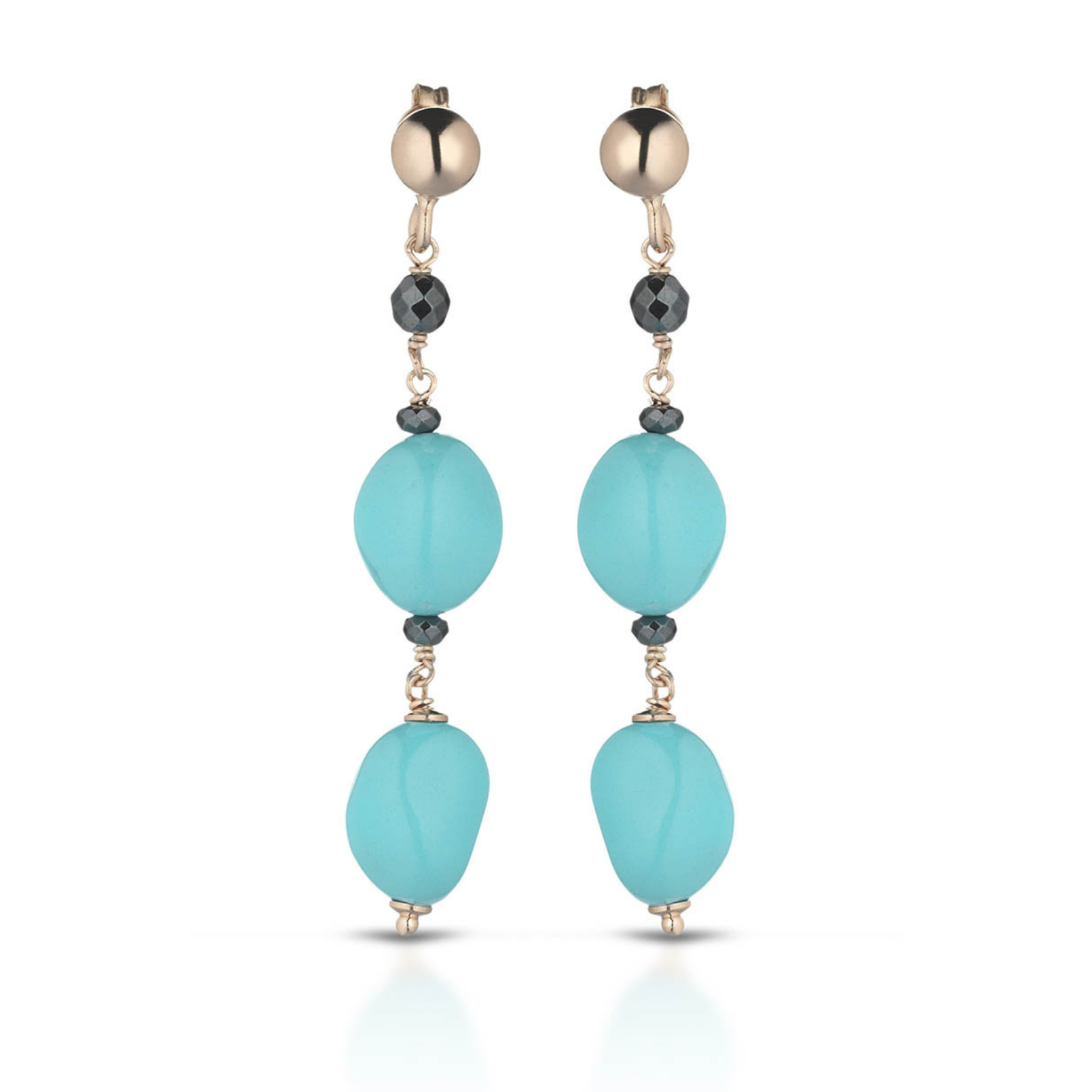Turquoise | Orecchini con turchese, argento e pietre