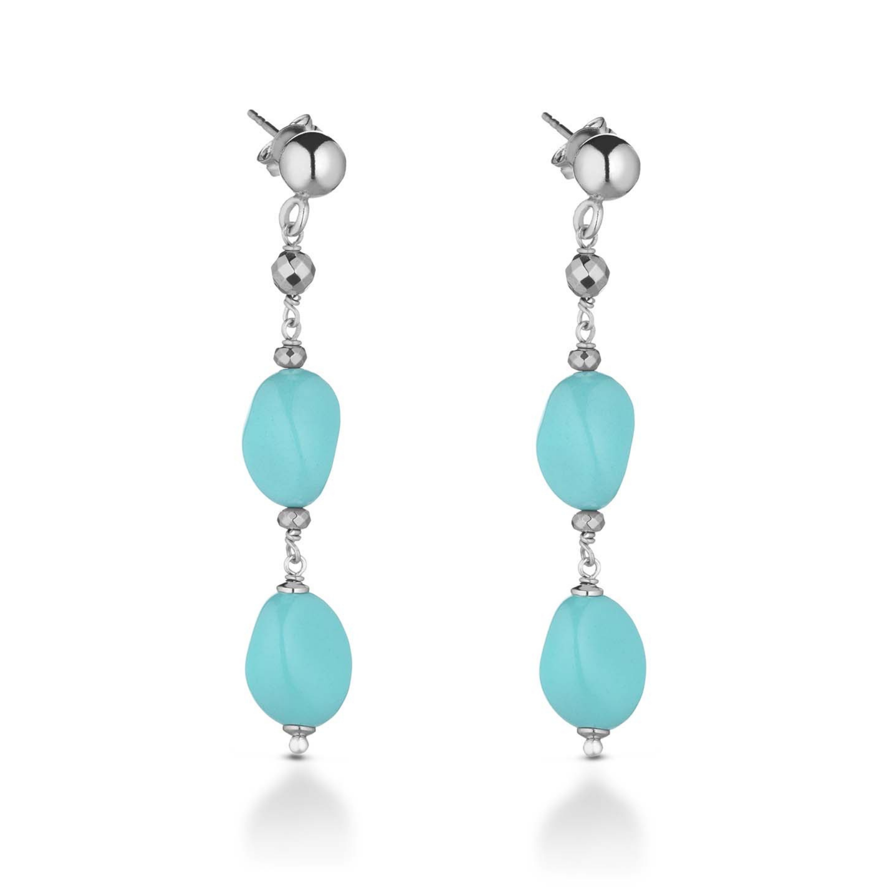 Turquoise | Orecchini con turchese, argento e pietre